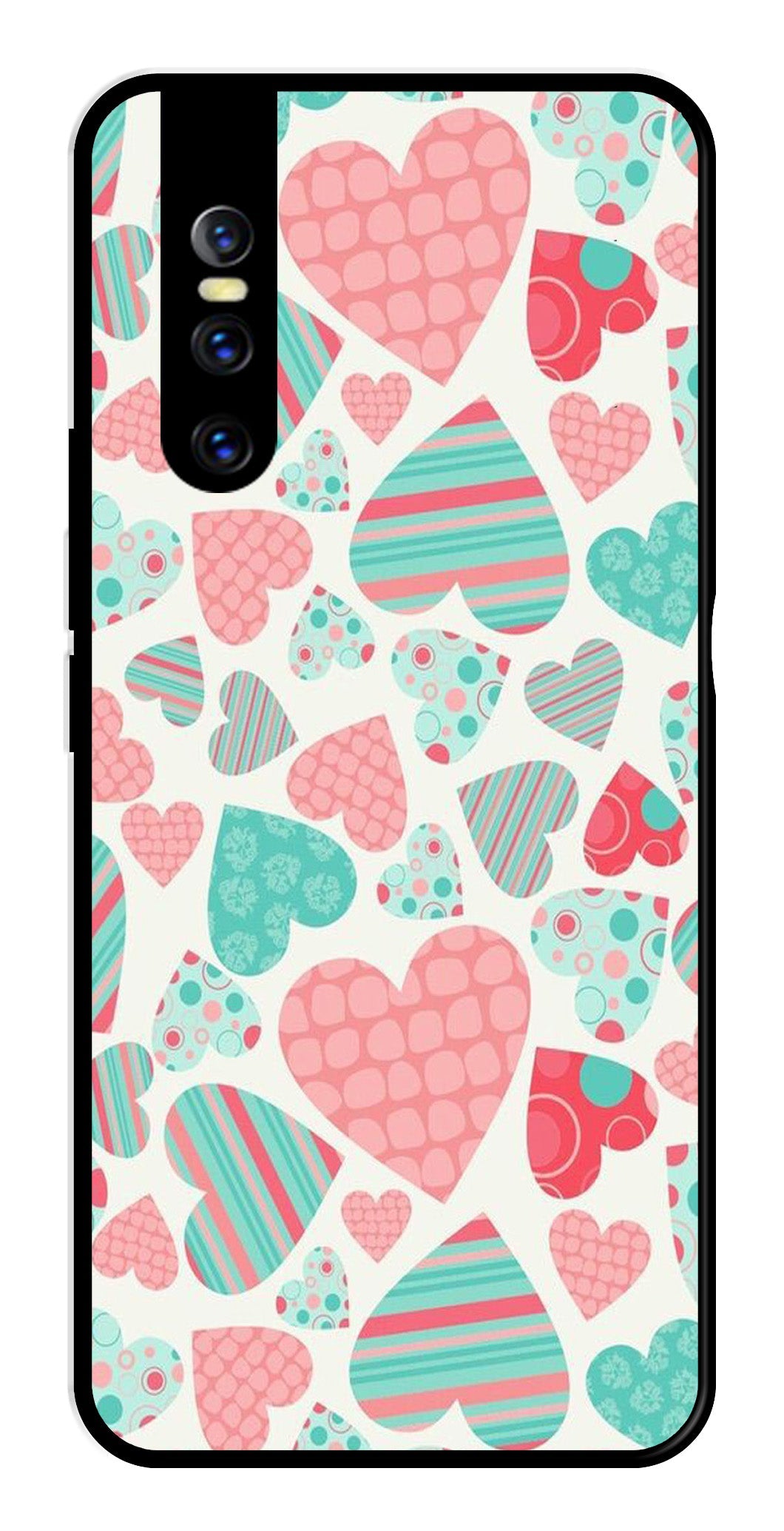 Hearts Pattern Metal Mobile Case for Vivo V15 Pro Hearts Pattern Metal Mobile Case for Vivo V15 Pro (Design No -22)