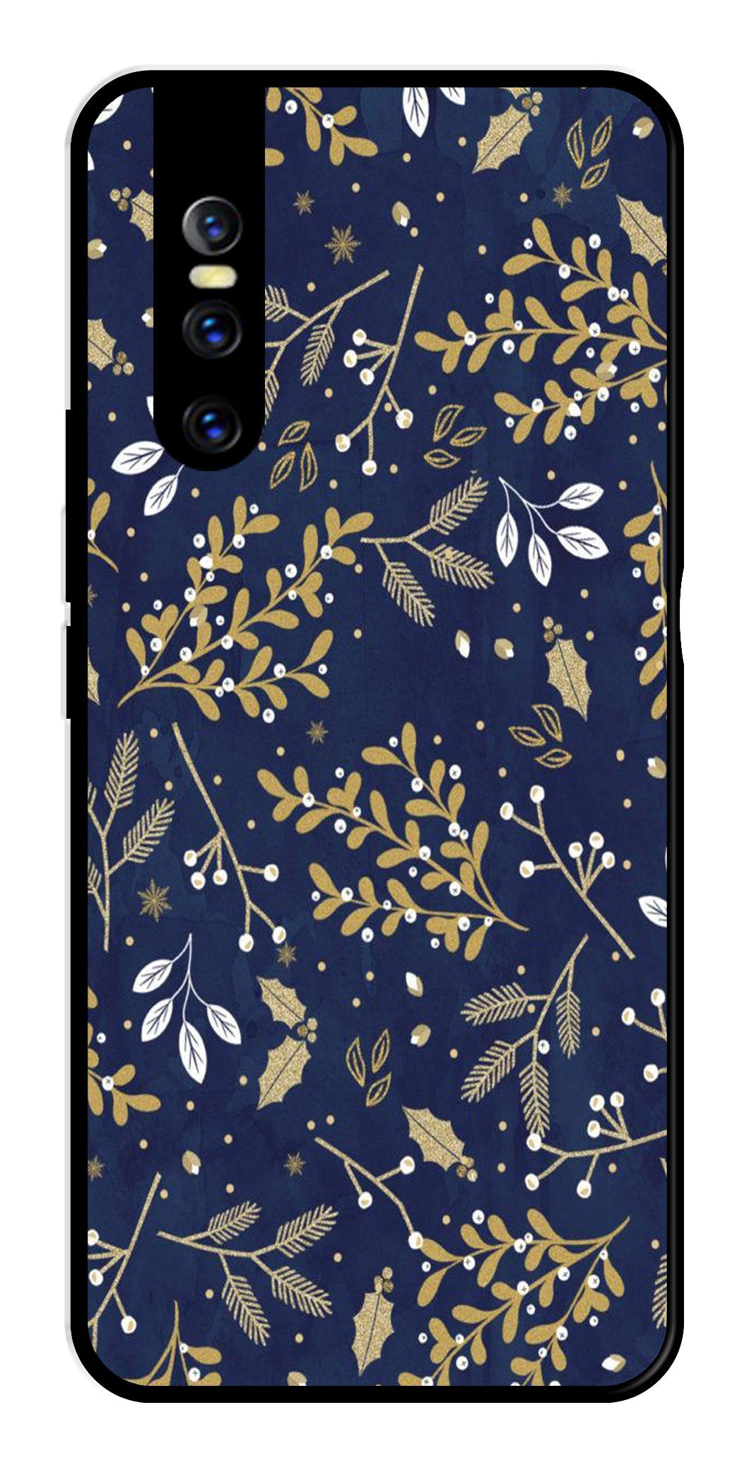 Floral Pattern Metal Mobile Case for Vivo V15 (Design No -52)