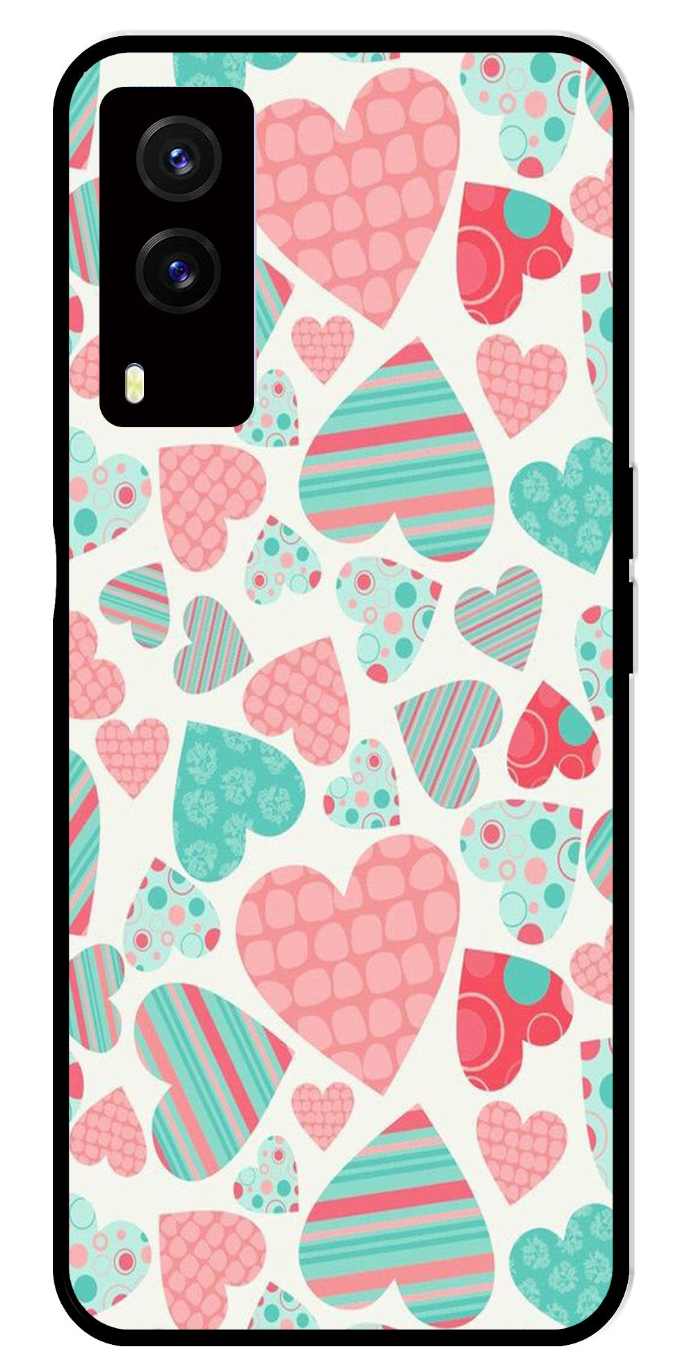 Hearts Pattern Metal Mobile Case for Vivo V21E 5G Hearts Pattern Metal Mobile Case for Vivo V21E 5G (Design No -22)