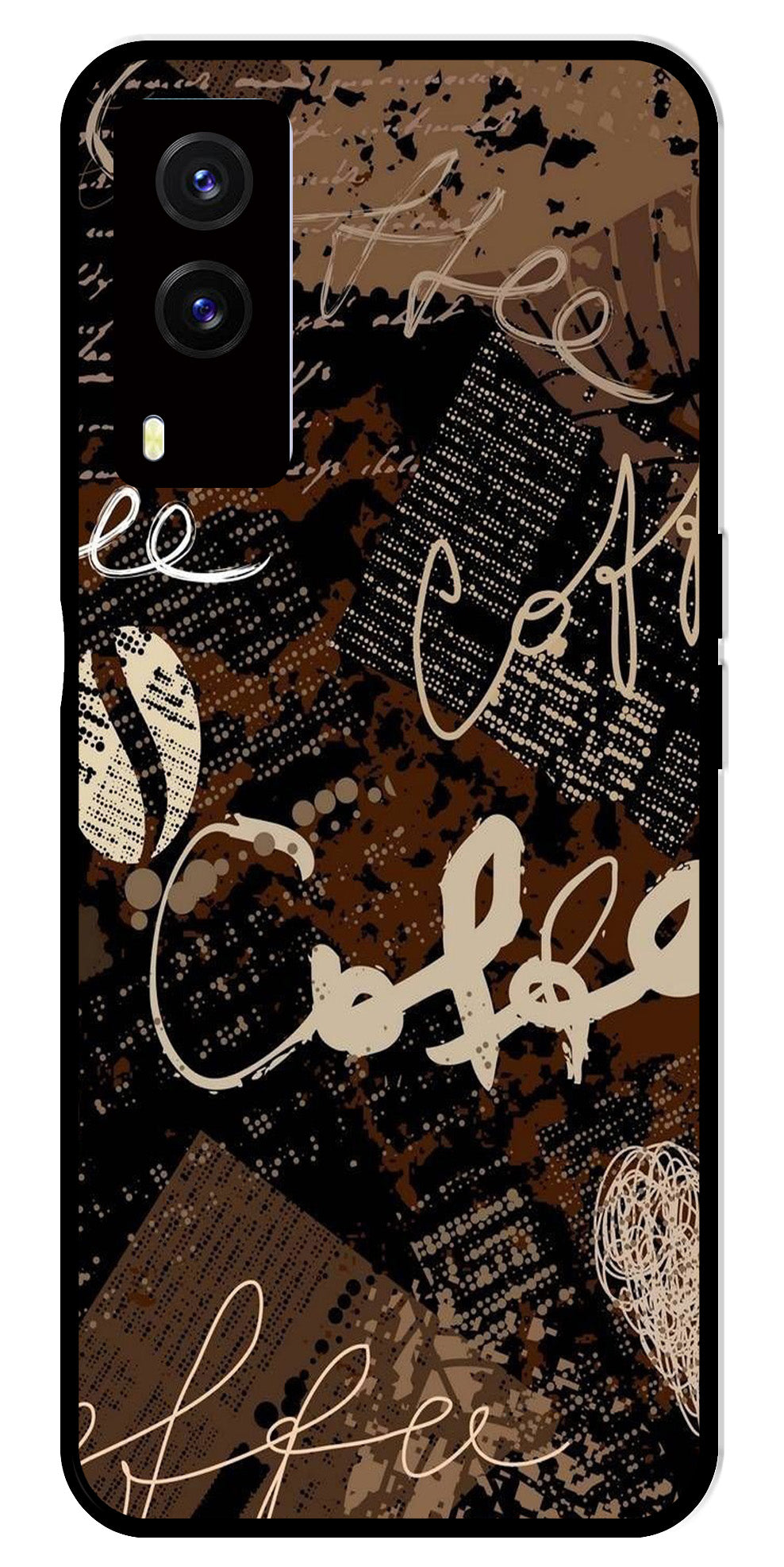 Coffee Pattern Metal Mobile Case for Vivo V21E 5G Coffee Pattern Metal Mobile Case for Vivo V21E 5G (Design No -37)