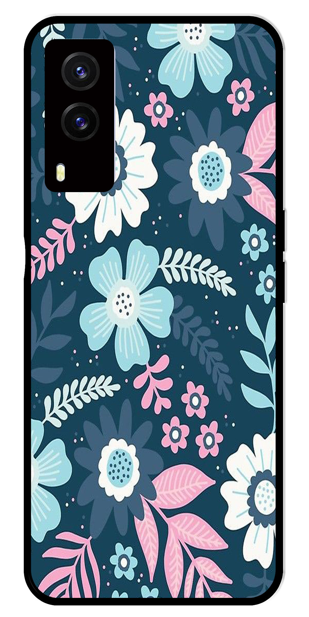Flower Leaves Design Metal Mobile Case for Vivo V21E 5G Flower Leaves Design Metal Mobile Case for Vivo V21E 5G (Design No -50)