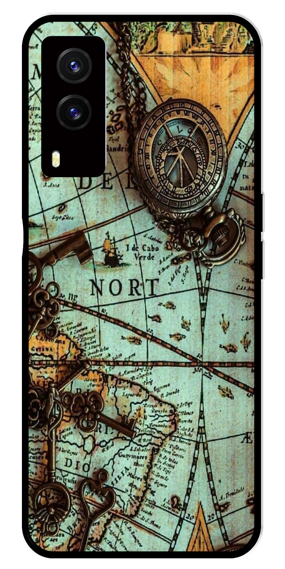 Map Design Metal Mobile Case for Vivo V21E 5G (Design No -54)