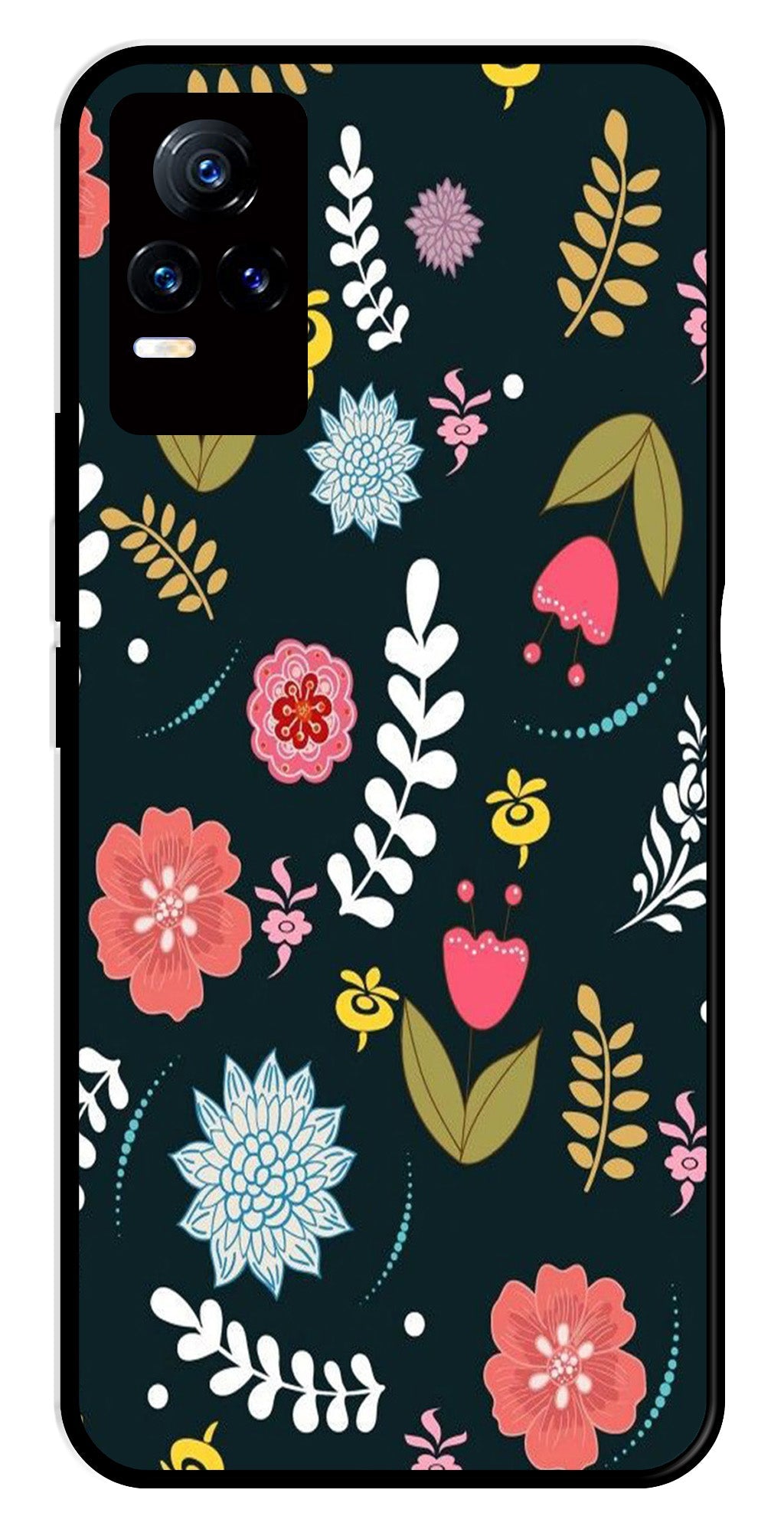 Floral Pattern2 Metal Mobile Case for Vivo Y73 4G Floral Pattern2 Metal Mobile Case for Vivo Y73 4G (Design No -12)