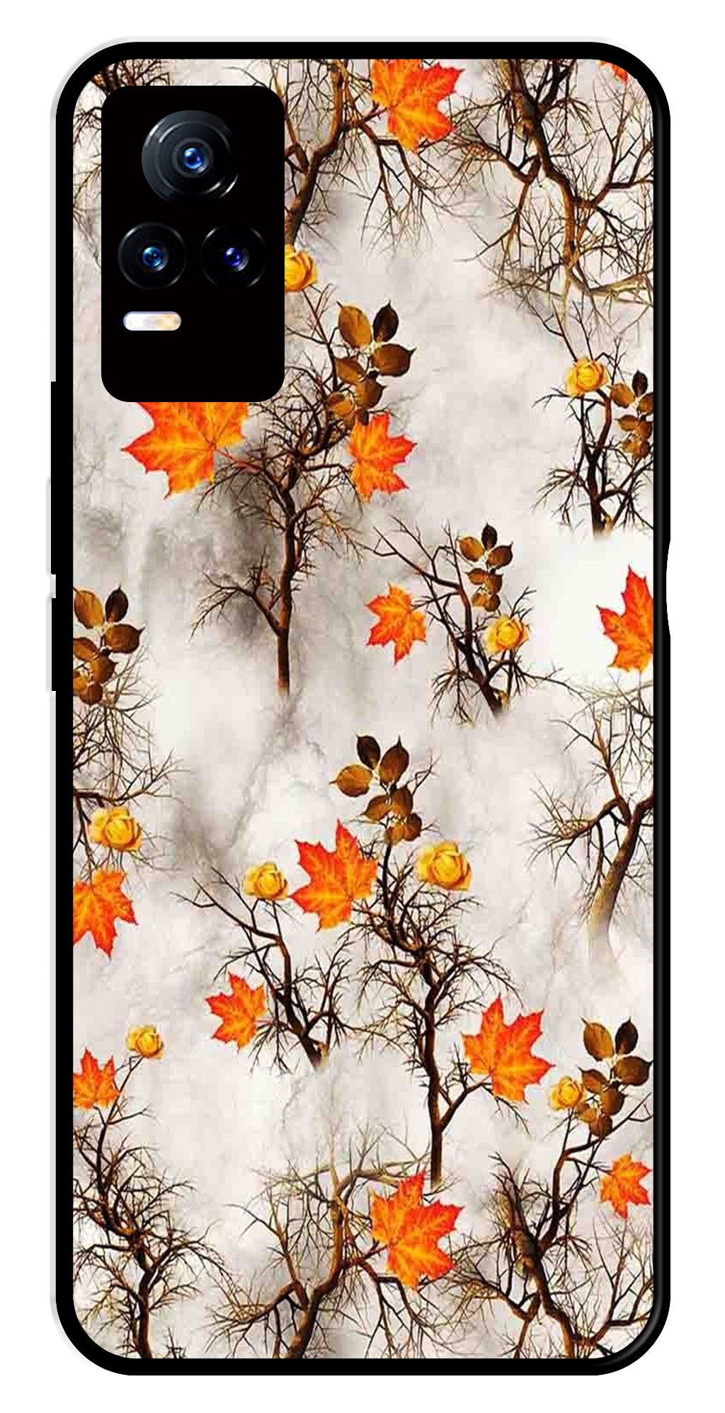Autumn leaves Metal Mobile Case for Vivo V21E 4G (Design No -55)