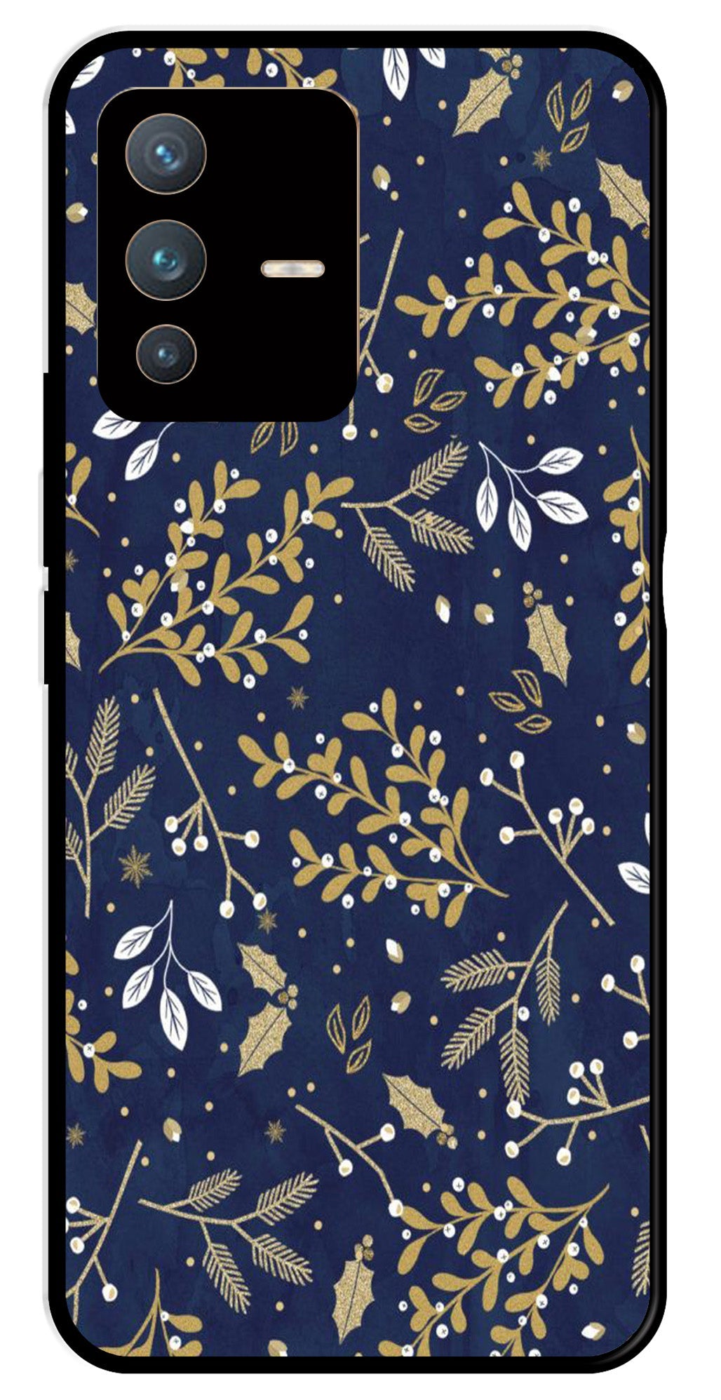 Floral Pattern Metal Mobile Case for Vivo V23 5G (Design No -52)