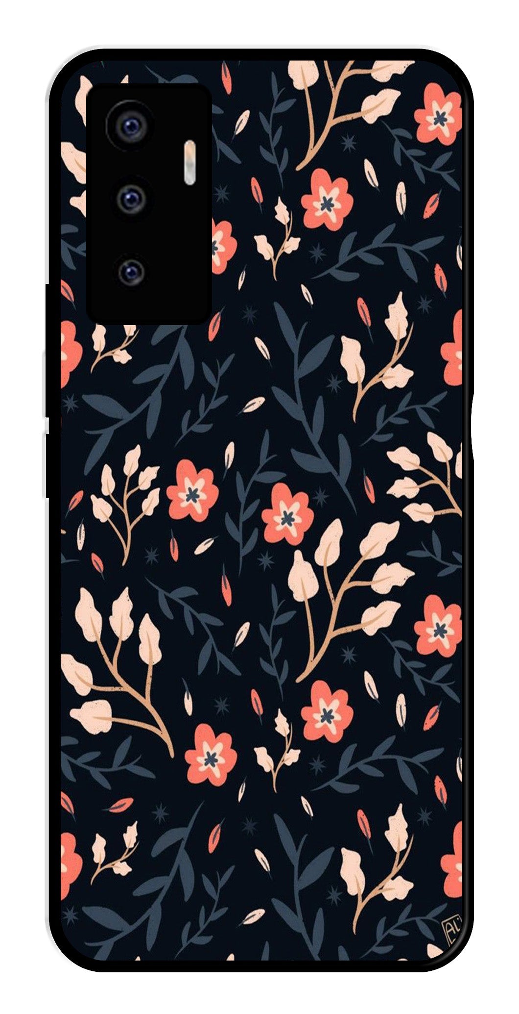 Floral Pattern Metal Mobile Case for Vivo V23E 5G Floral Pattern Metal Mobile Case for Vivo V23E 5G (Design No -10)