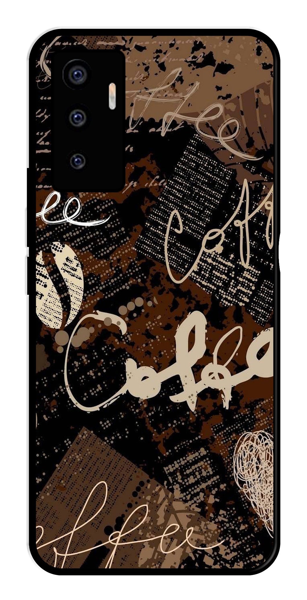 Coffee Pattern Metal Mobile Case for Vivo V23E 5G Coffee Pattern Metal Mobile Case for Vivo V23E 5G (Design No -37)