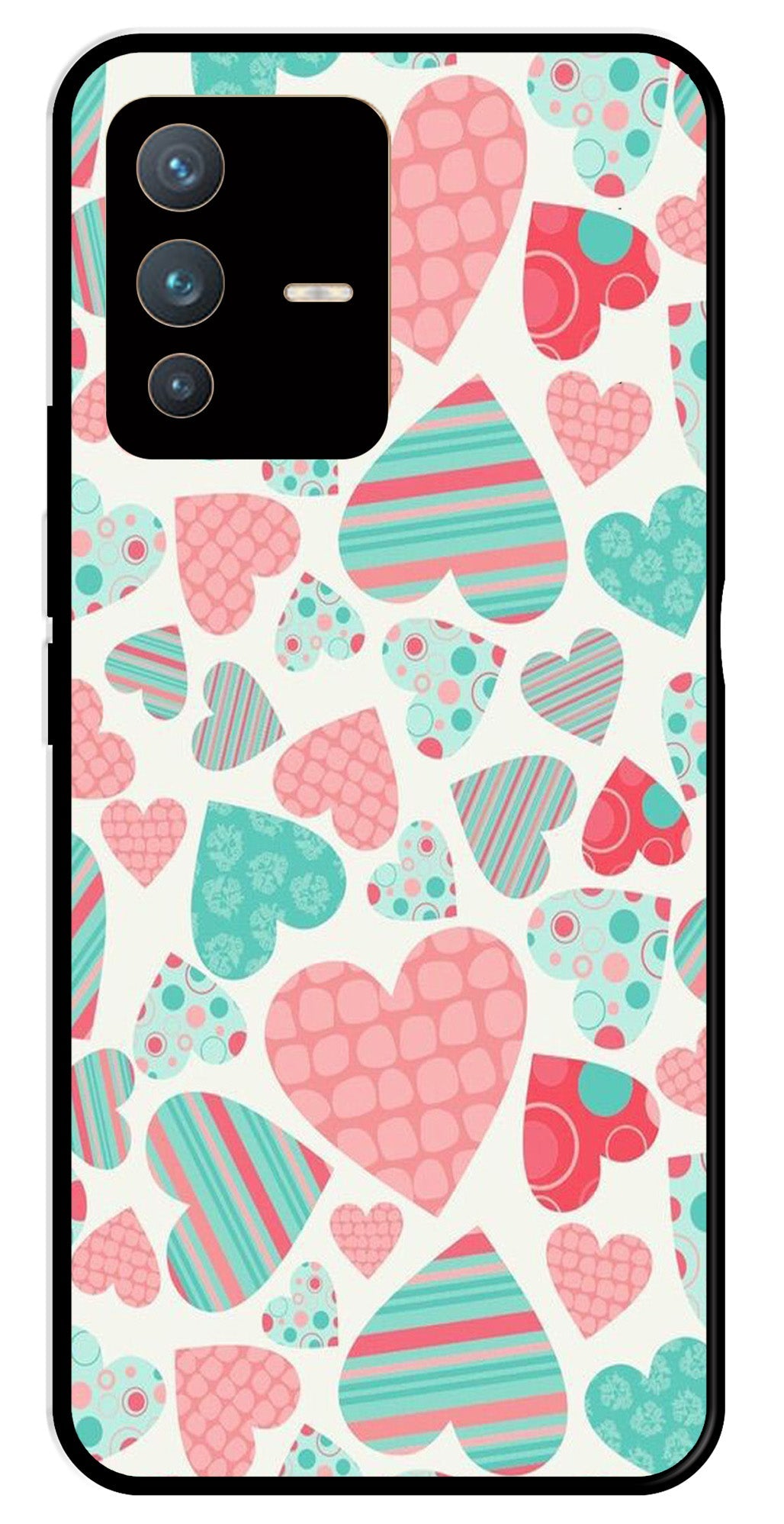Hearts Pattern Metal Mobile Case for Vivo V23 Pro 5G Hearts Pattern Metal Mobile Case for Vivo V23 Pro 5G (Design No -22)
