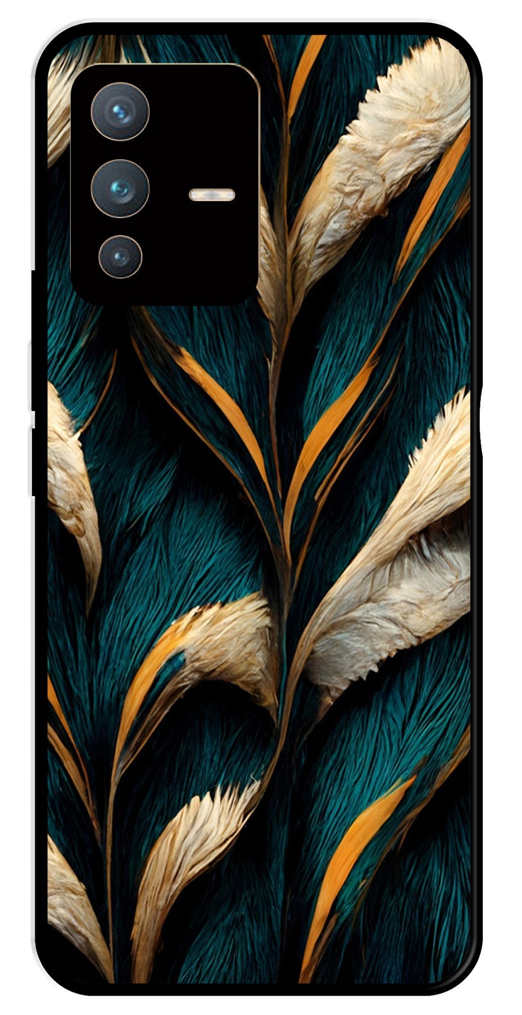 Feathers Metal Mobile Case for Vivo V23 Pro 5G Feathers Metal Mobile Case for Vivo V23 Pro 5G (Design No -30)