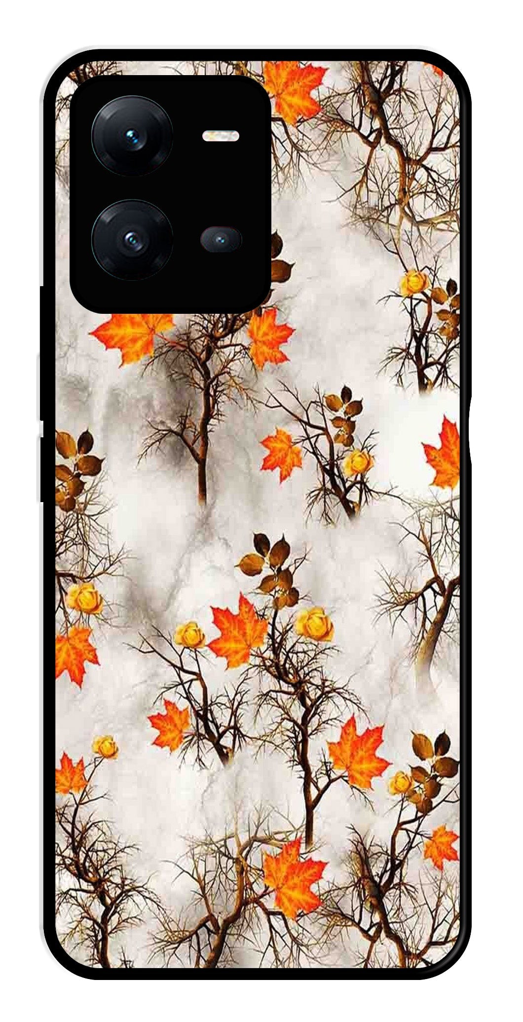 Autumn leaves Metal Mobile Case for Vivo V25 5G (Design No -55)
