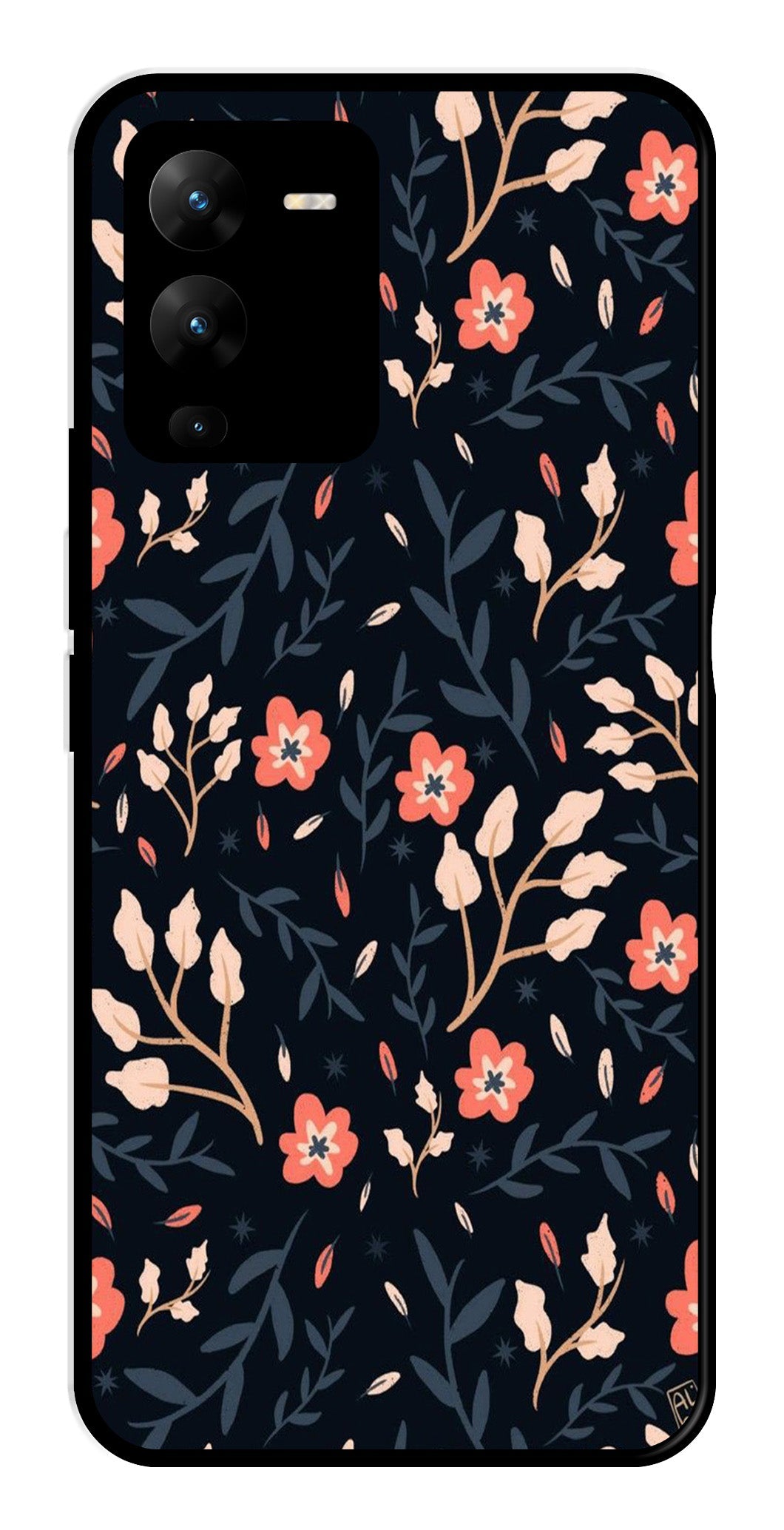 Floral Pattern Metal Mobile Case for Vivo V25 Pro Floral Pattern Metal Mobile Case for Vivo V25 Pro (Design No -10)
