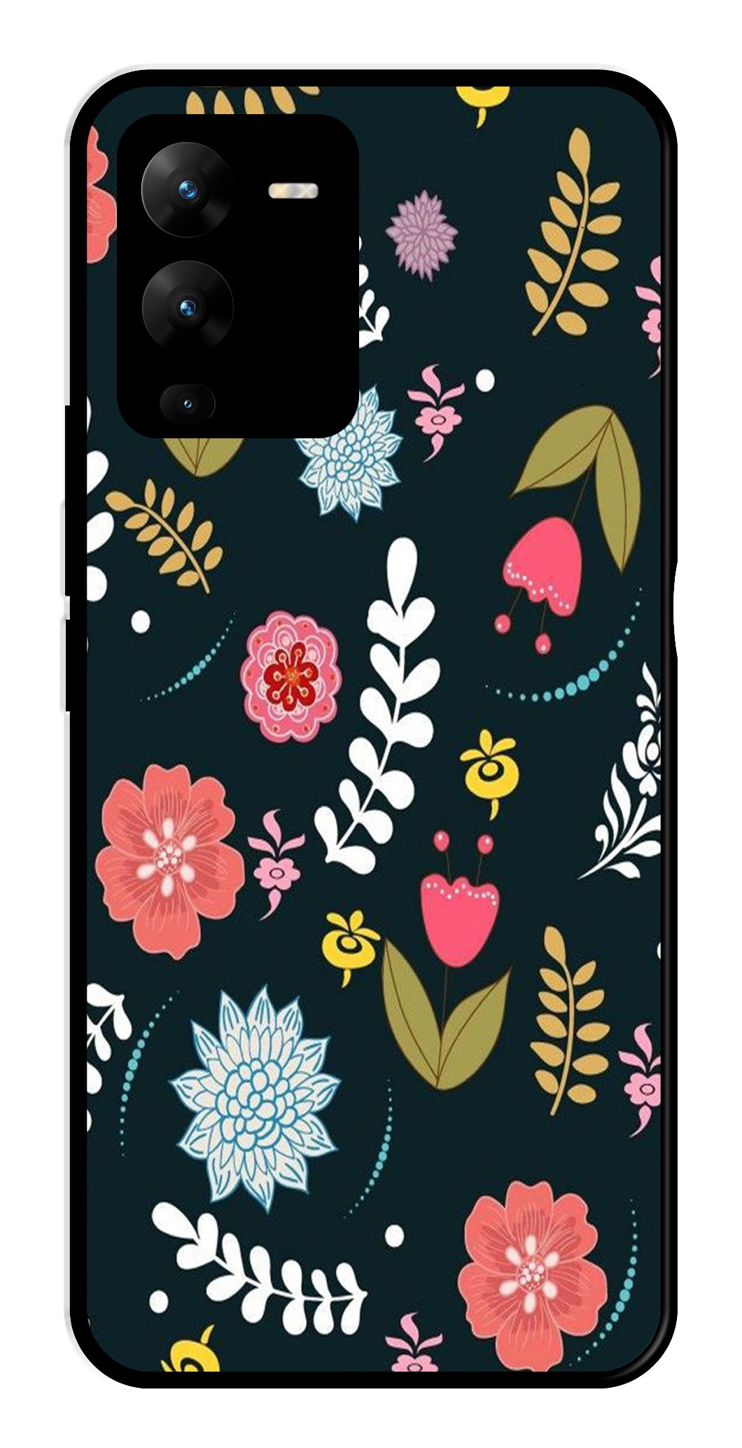 Floral Pattern2 Metal Mobile Case for Vivo V25 Pro Floral Pattern2 Metal Mobile Case for Vivo V25 Pro (Design No -12)