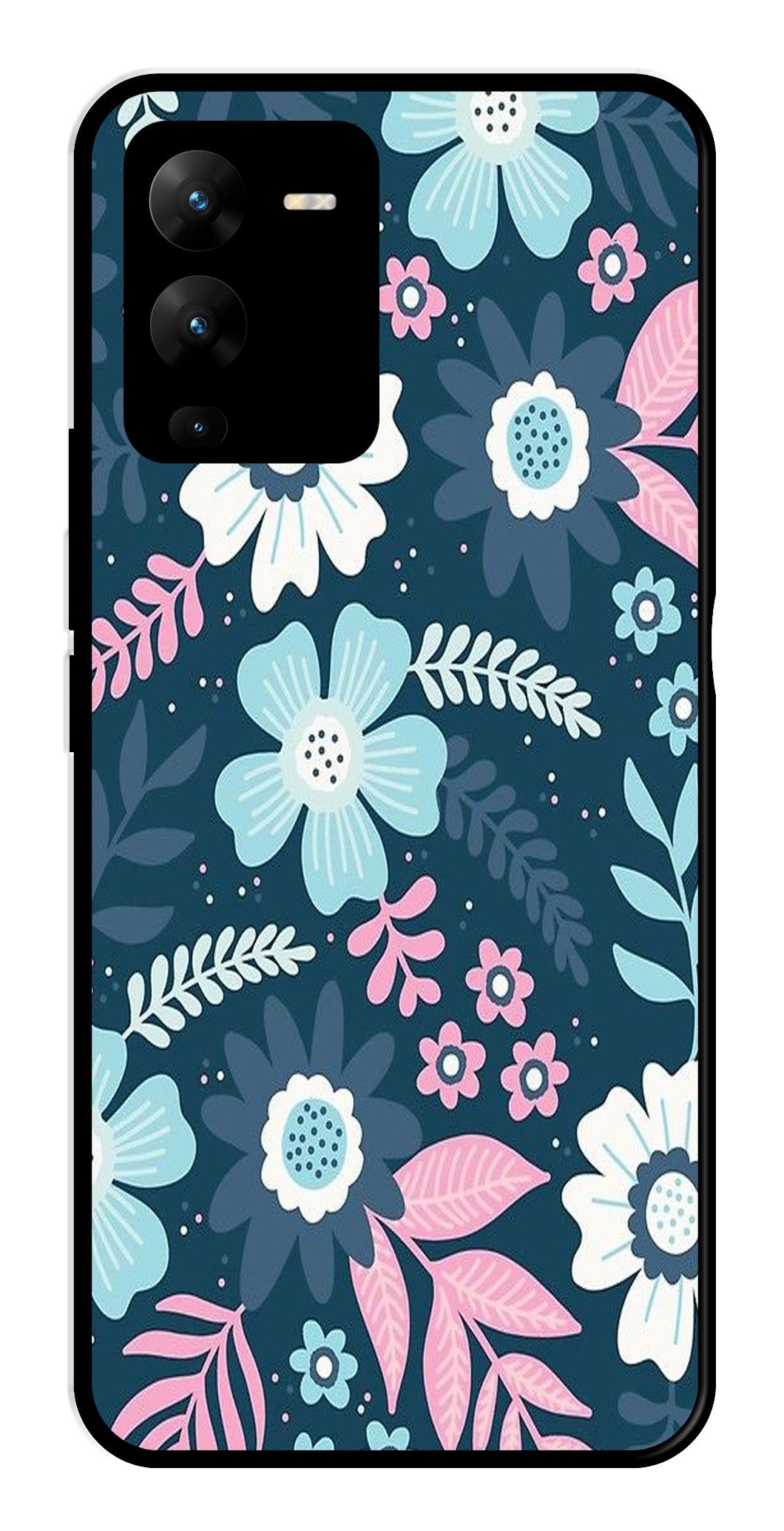 Flower Leaves Design Metal Mobile Case for Vivo V25 Pro Flower Leaves Design Metal Mobile Case for Vivo V25 Pro (Design No -50)