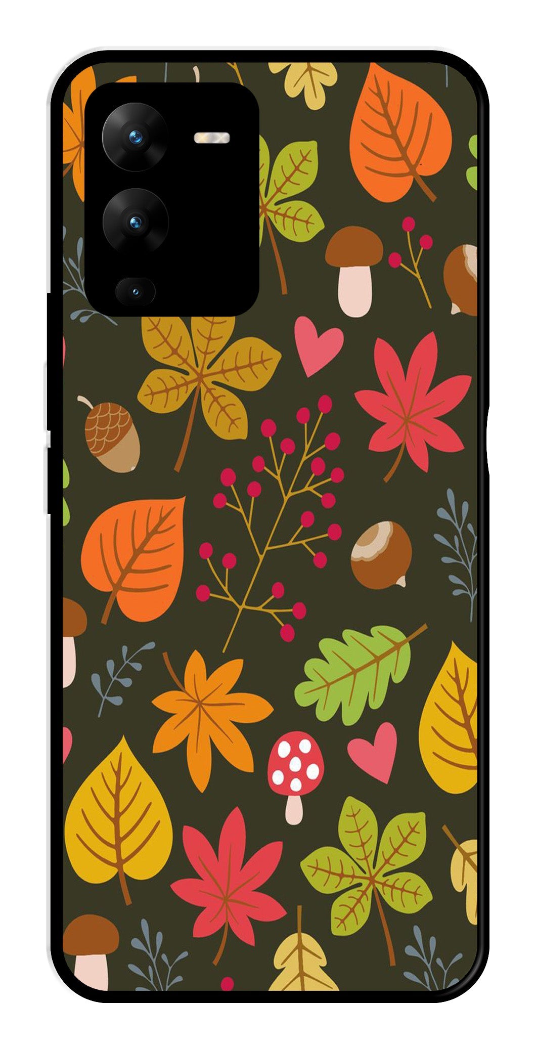 Leaves Design Metal Mobile Case for Vivo V25 Pro (Design No -51)