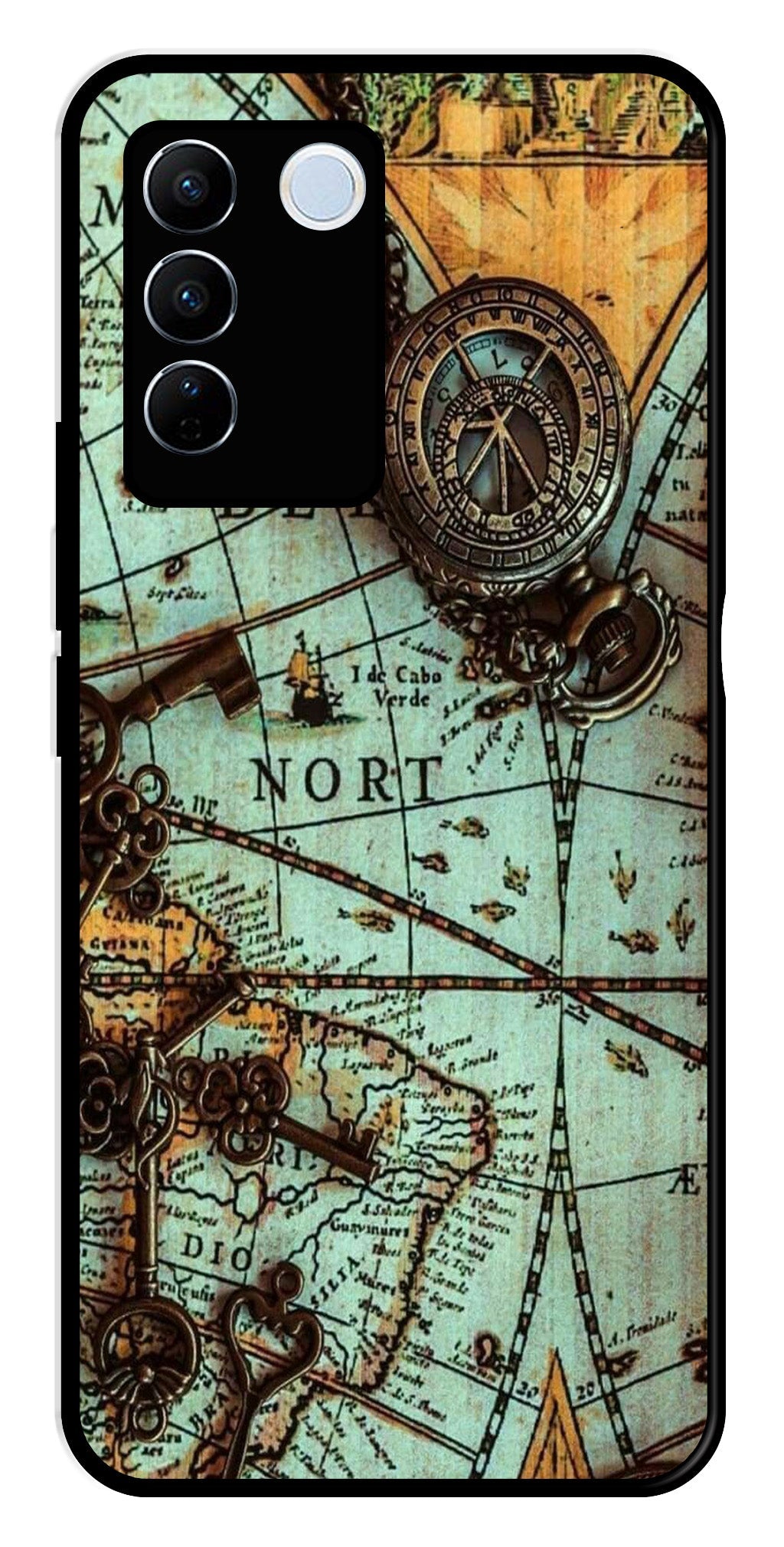 Map Design Metal Mobile Case for Vivo V27 Pro 5G Map Design Metal Mobile Case for Vivo V27 Pro 5G (Design No -54)