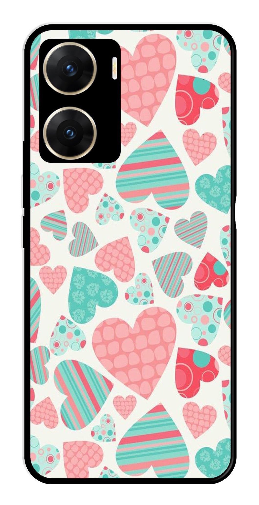 Hearts Pattern Metal Mobile Case for Vivo V29E 5G Hearts Pattern Metal Mobile Case for Vivo V29E 5G (Design No -22)