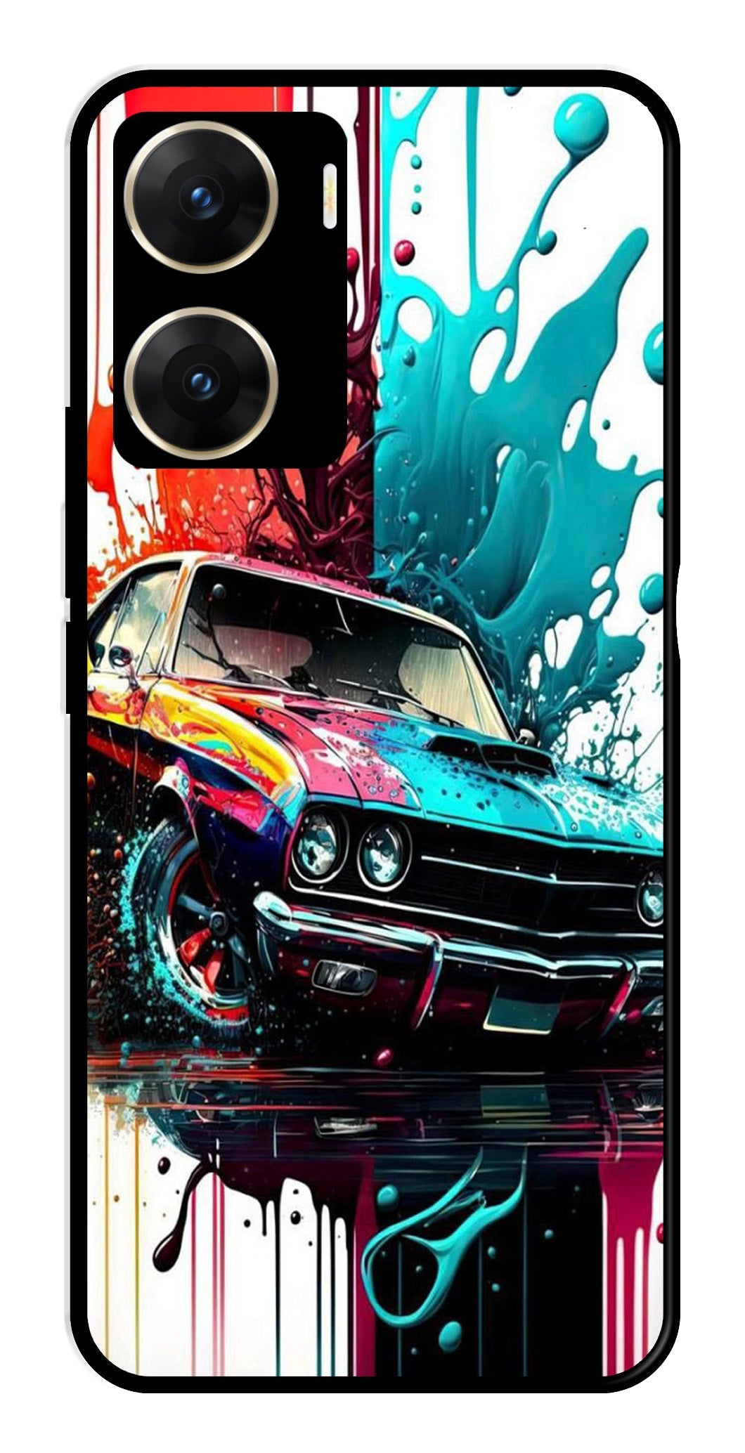 Vintage Car Metal Mobile Case for Vivo V29E 5G (Design No -29)