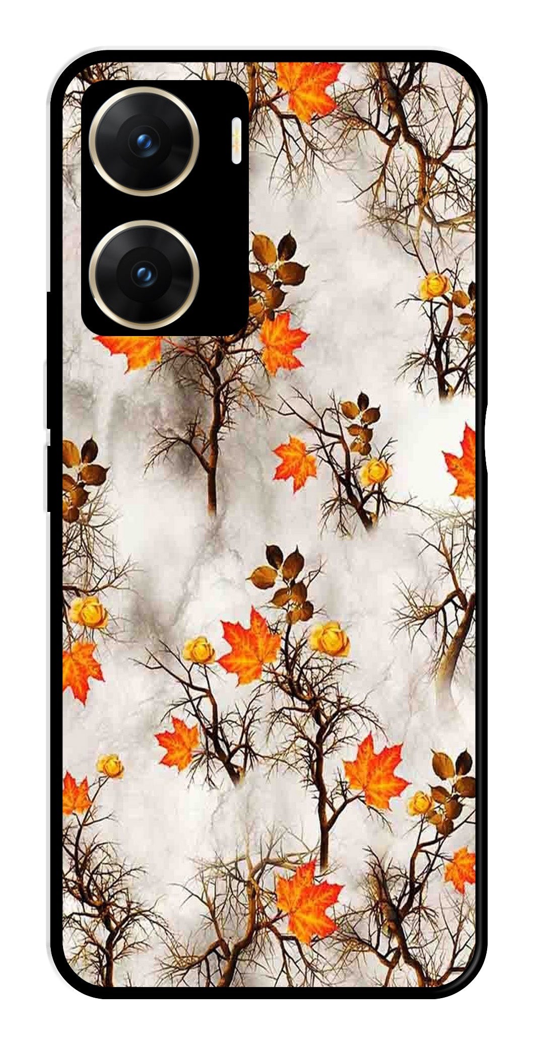 Autumn leaves Metal Mobile Case for Vivo V29E 5G (Design No -55)