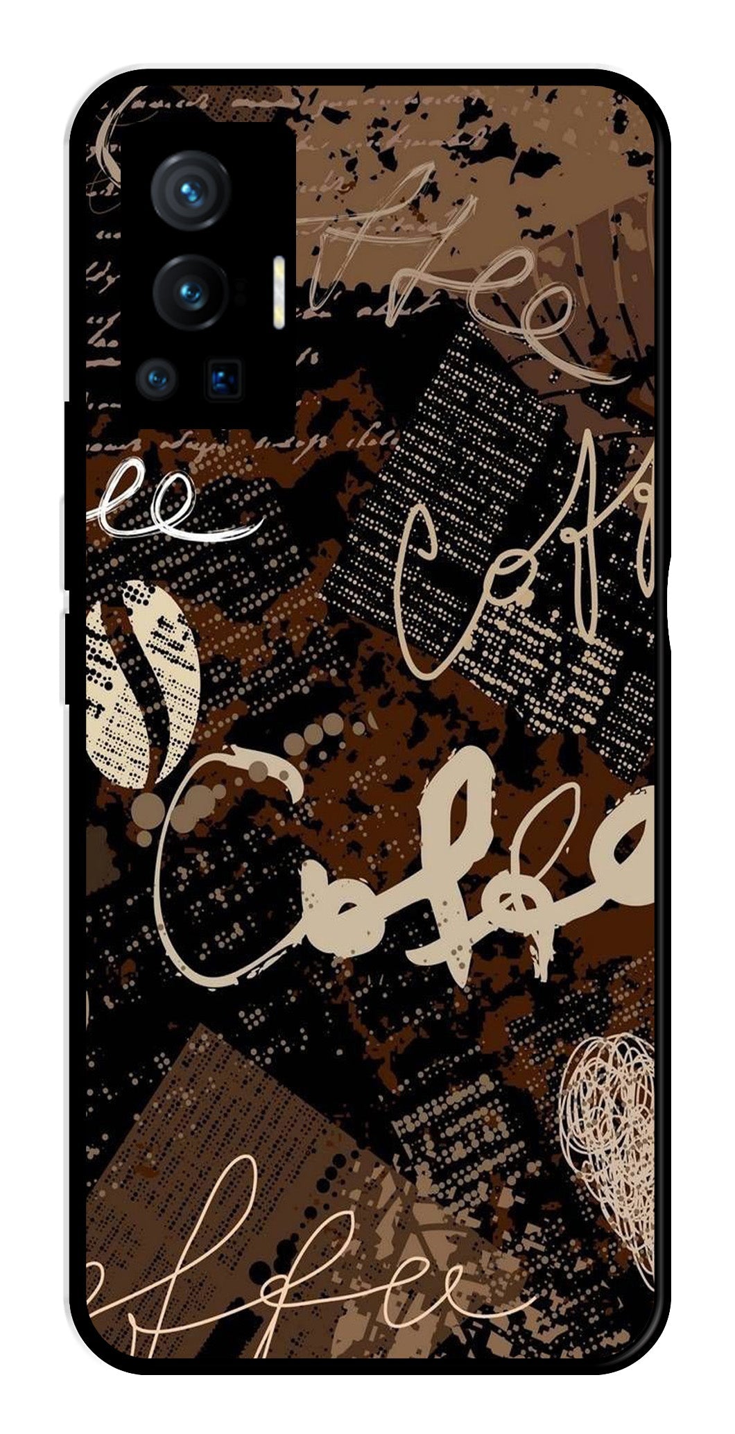 Coffee Pattern Metal Mobile Case for Vivo X70 Pro Coffee Pattern Metal Mobile Case for Vivo X70 Pro (Design No -37)