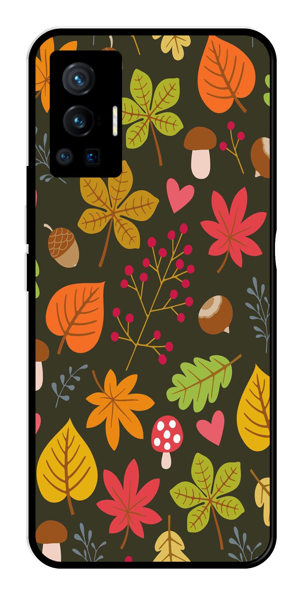 Leaves Design Metal Mobile Case for Vivo X70 Pro (Design No -51)