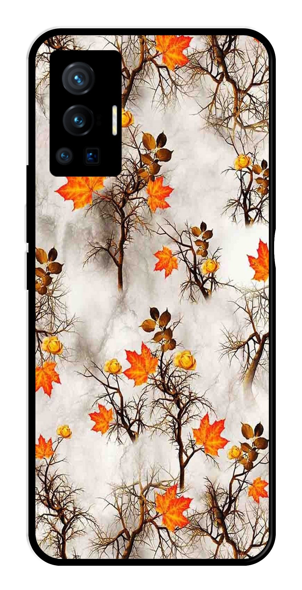 Autumn leaves Metal Mobile Case for Vivo X70 Pro (Design No -55)