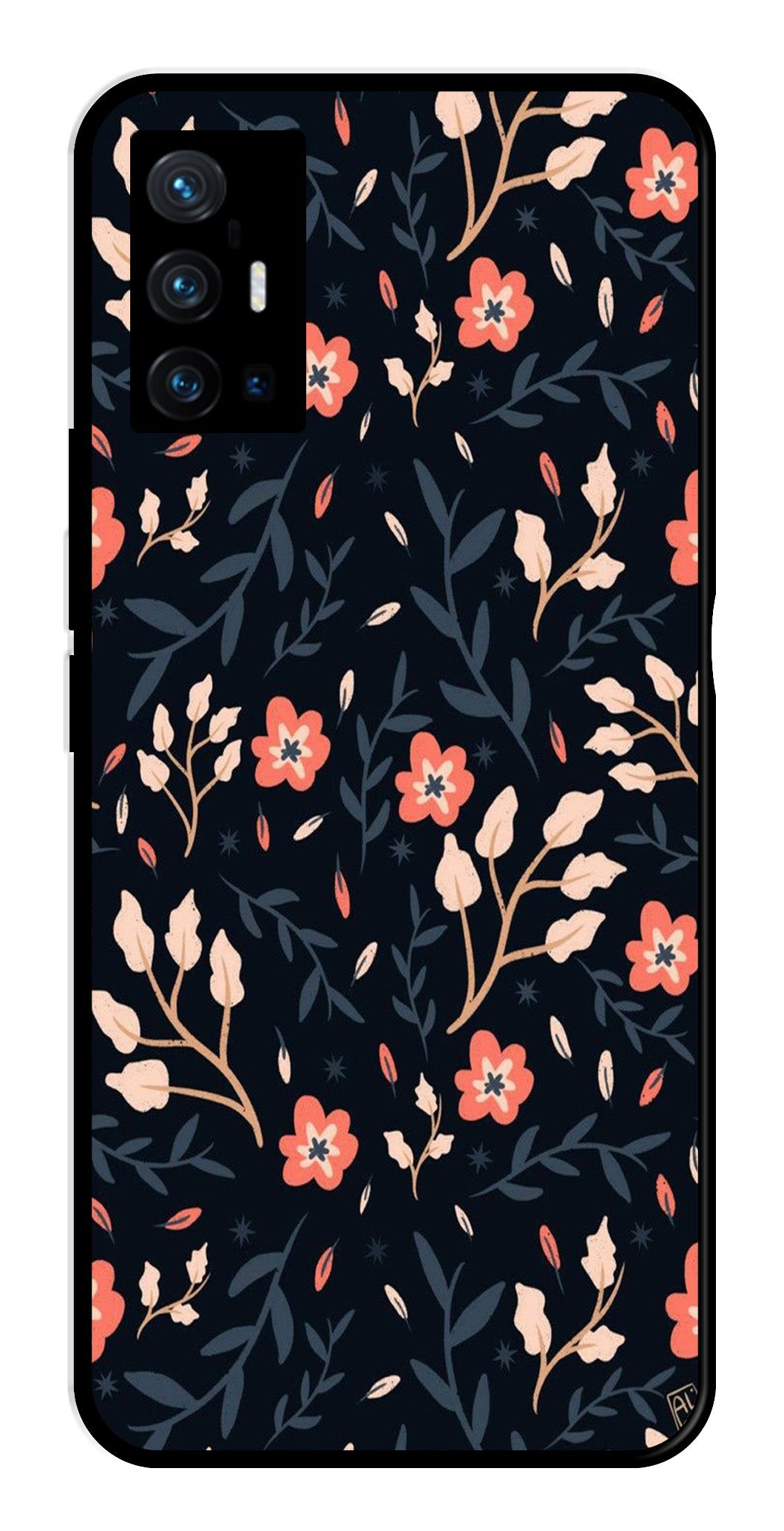 Floral Pattern Metal Mobile Case for Vivo X70 Pro Plus Floral Pattern Metal Mobile Case for Vivo X70 Pro Plus (Design No -10)