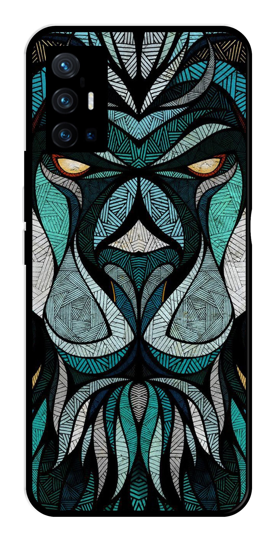 Lion Pattern Metal Mobile Case for Vivo X70 Pro Plus Lion Pattern Metal Mobile Case for Vivo X70 Pro Plus (Design No -40)