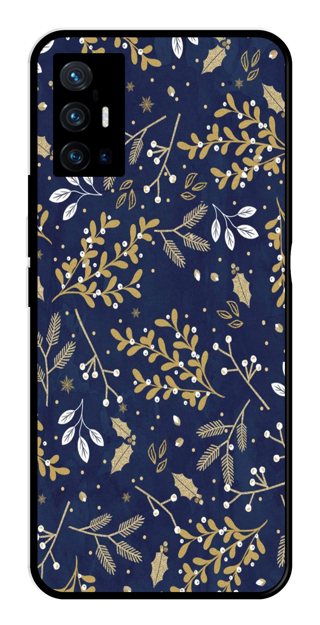 Floral Pattern Metal Mobile Case for Vivo X70 Pro Plus (Design No -52)