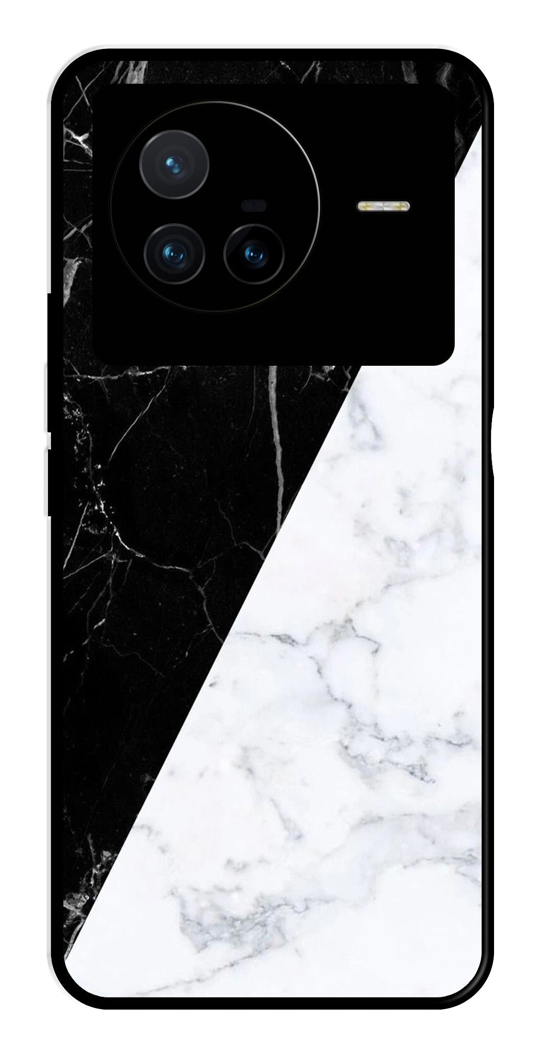 Black White Marble Design Metal Mobile Case for Vivo X80 Black White Marble Design Metal Mobile Case for Vivo X80 (Design No -09)