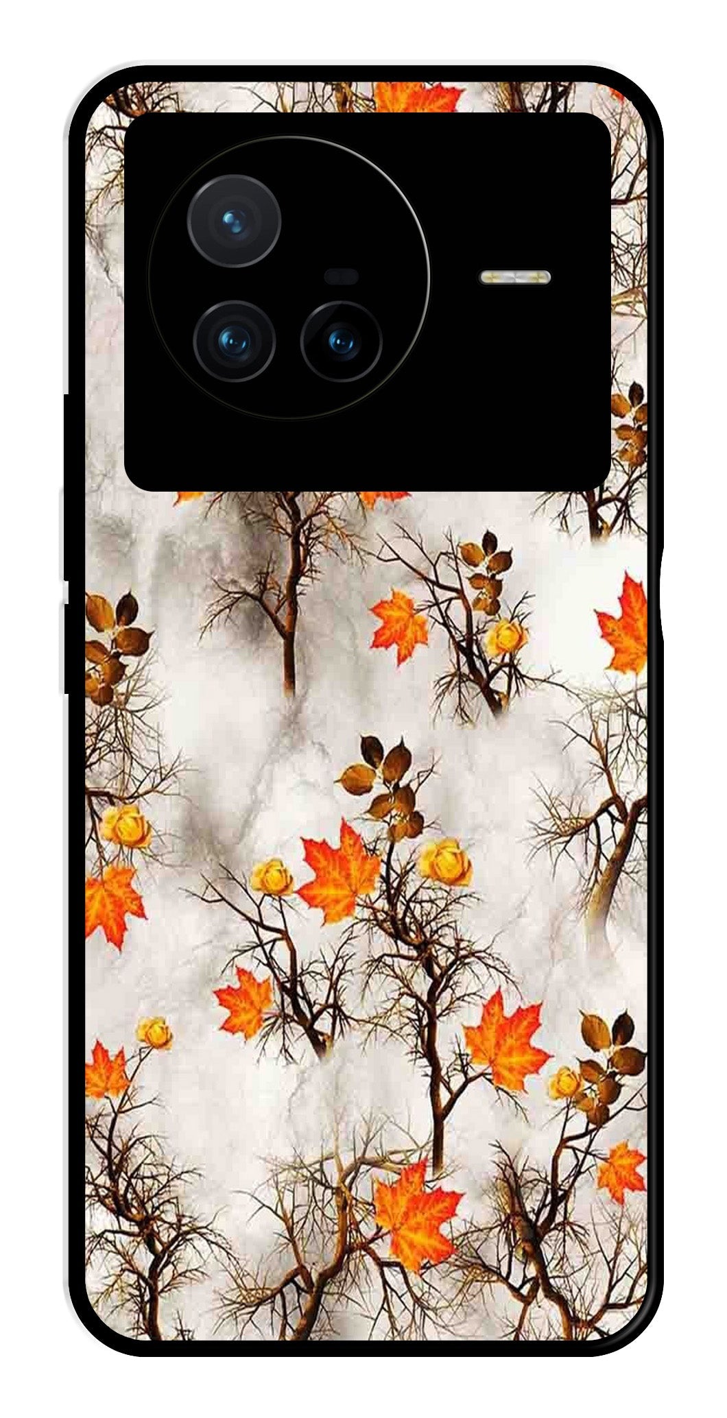 Autumn leaves Metal Mobile Case for Vivo X80 (Design No -55)