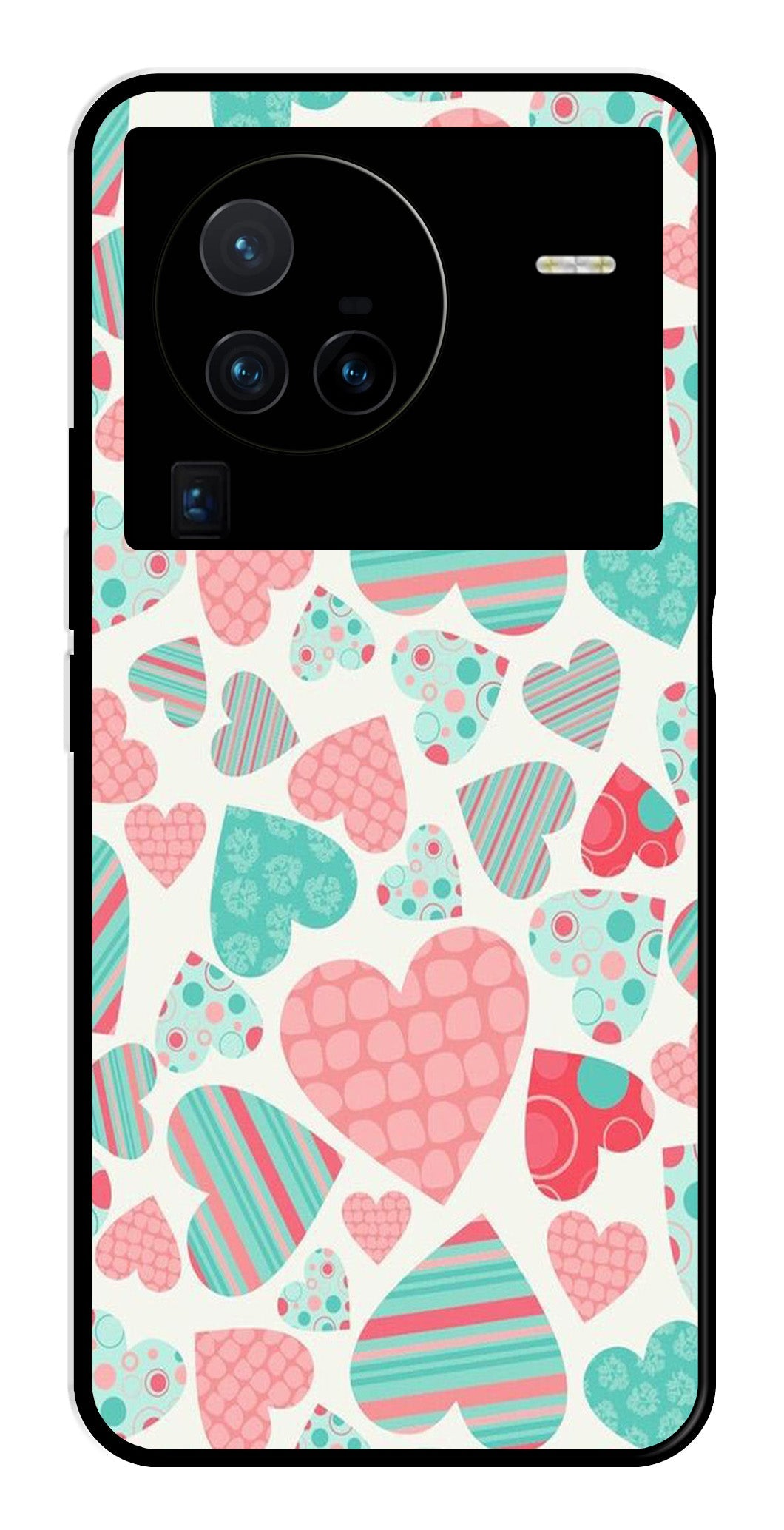 Hearts Pattern Metal Mobile Case for Vivo X80 Pro Hearts Pattern Metal Mobile Case for Vivo X80 Pro (Design No -22)
