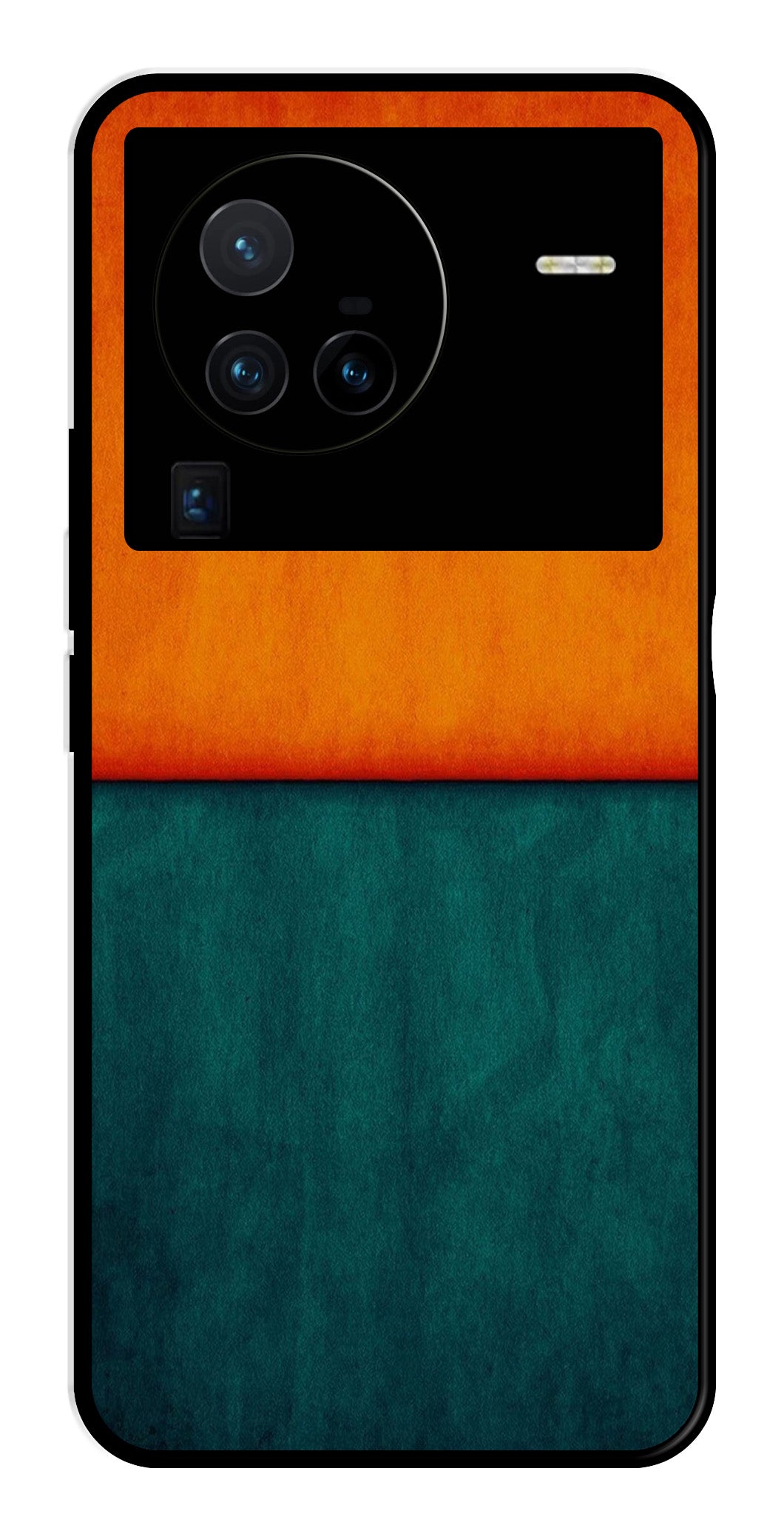 Orange Green Pattern Metal Mobile Case for Vivo X80 Pro Orange Green Pattern Metal Mobile Case for Vivo X80 Pro (Design No -45)
