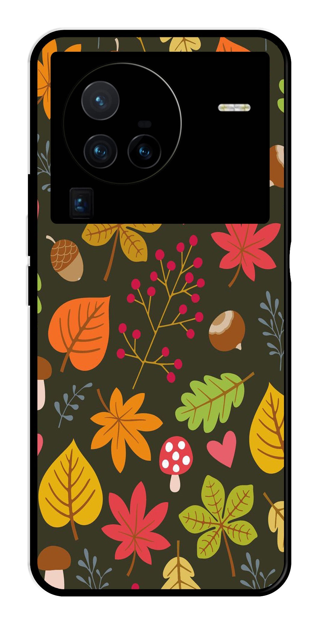 Leaves Design Metal Mobile Case for Vivo X80 Pro (Design No -51)