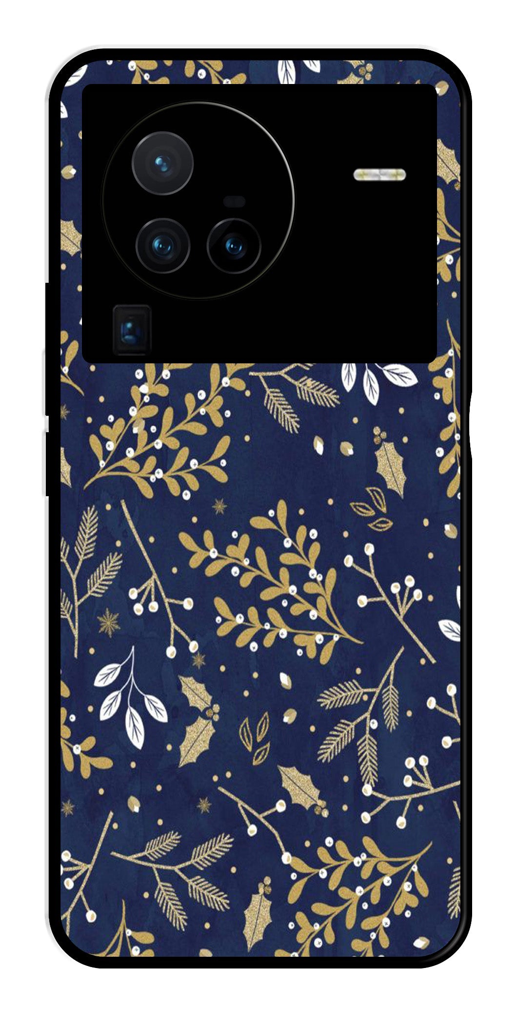 Floral Pattern Metal Mobile Case for Vivo X80 Pro (Design No -52)
