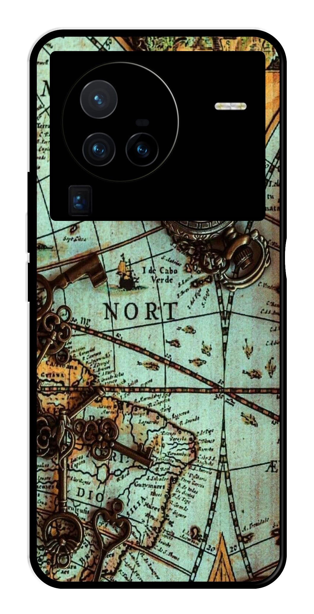 Map Design Metal Mobile Case for Vivo X80 Pro (Design No -54)
