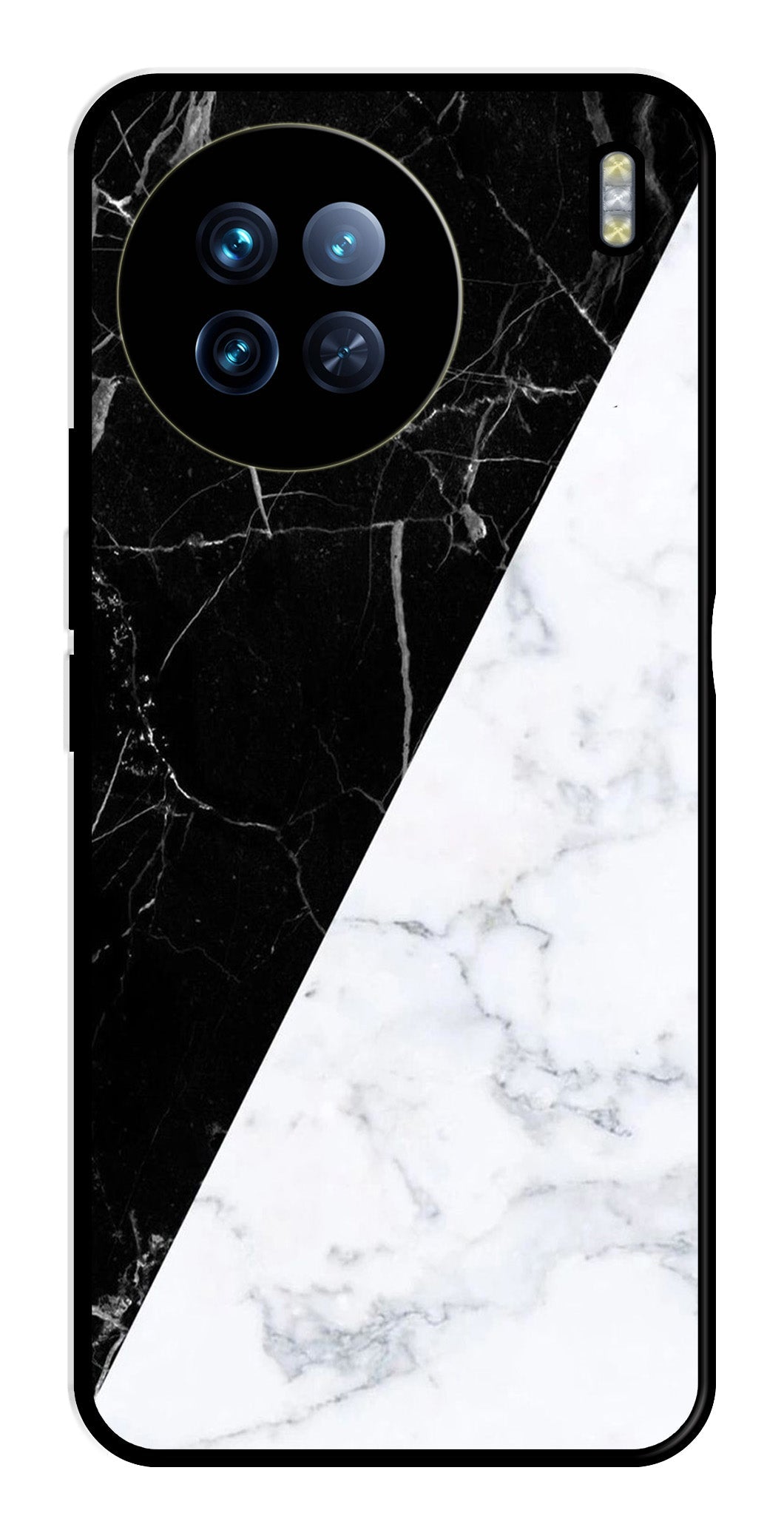 Black White Marble Design Metal Mobile Case for Vivo X90 Black White Marble Design Metal Mobile Case for Vivo X90 (Design No -09)