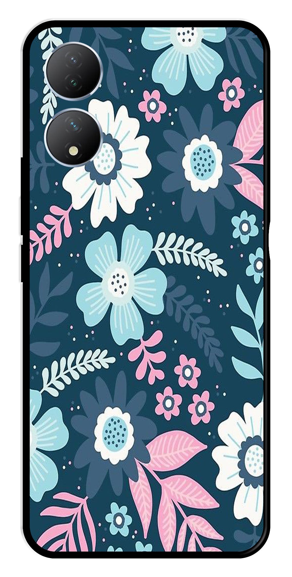 Flower Leaves Design Metal Mobile Case for Vivo Y100 Flower Leaves Design Metal Mobile Case for Vivo Y100 (Design No -50)