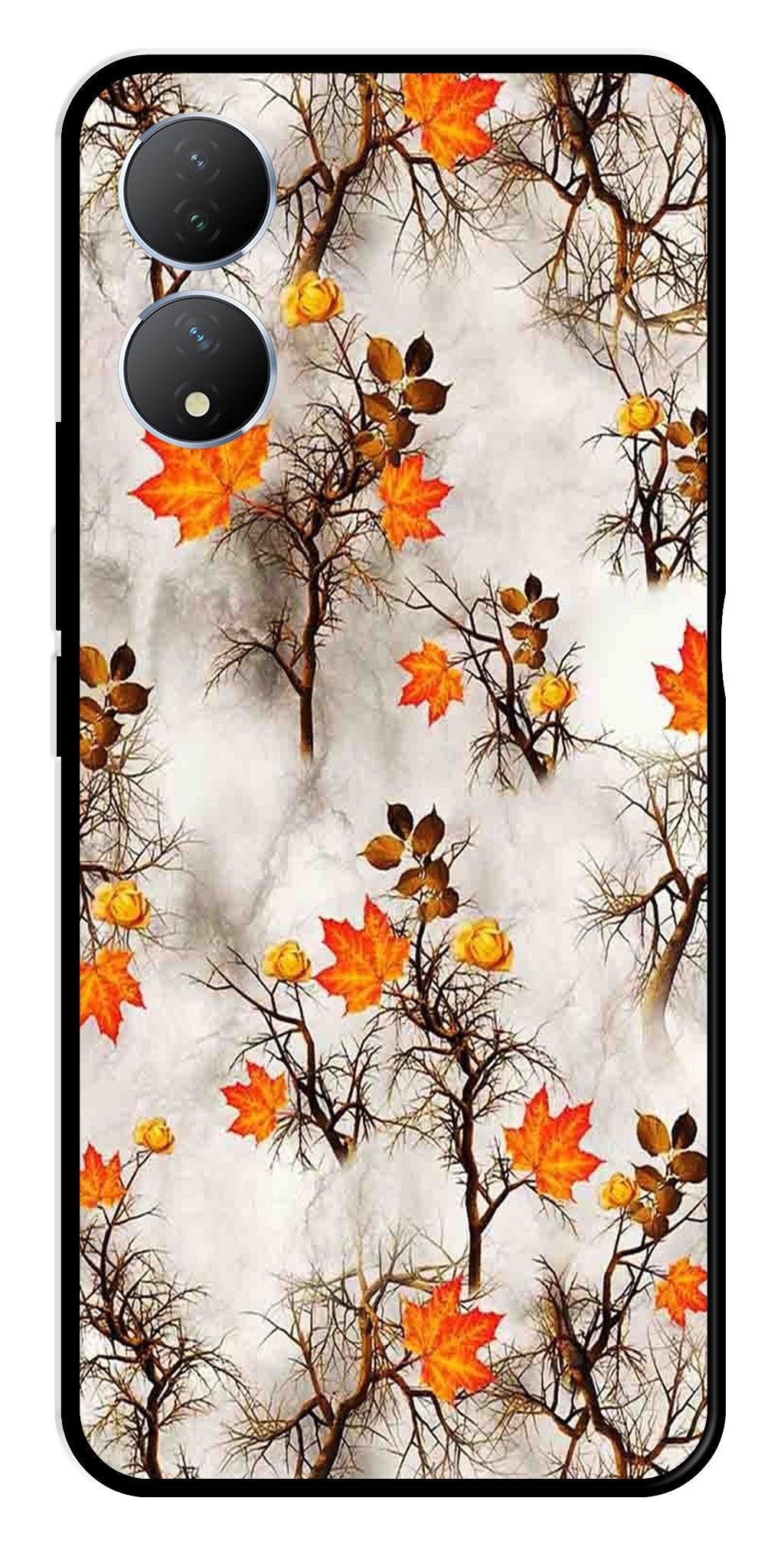 Autumn leaves Metal Mobile Case for Vivo Y100 (Design No -55)