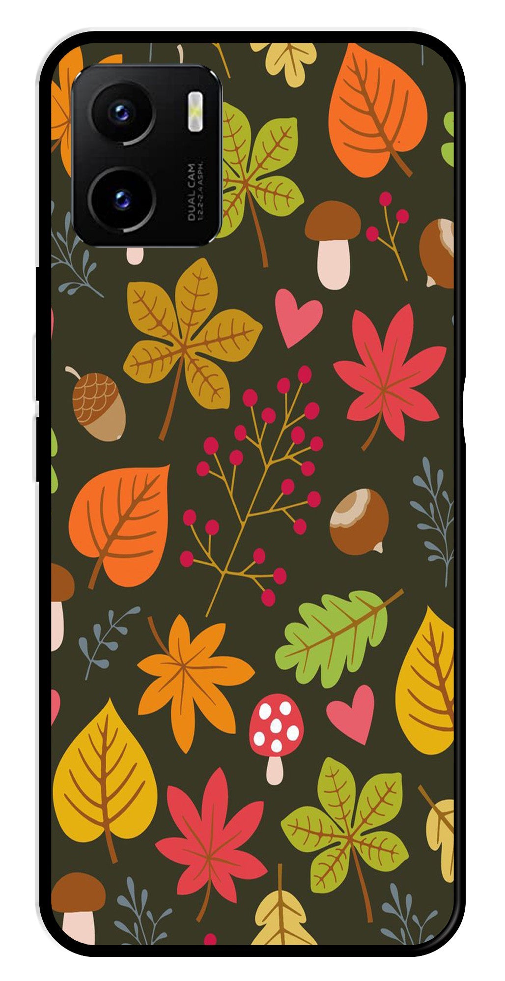 Leaves Design Metal Mobile Case for Vivo Y10 (Design No -51)
