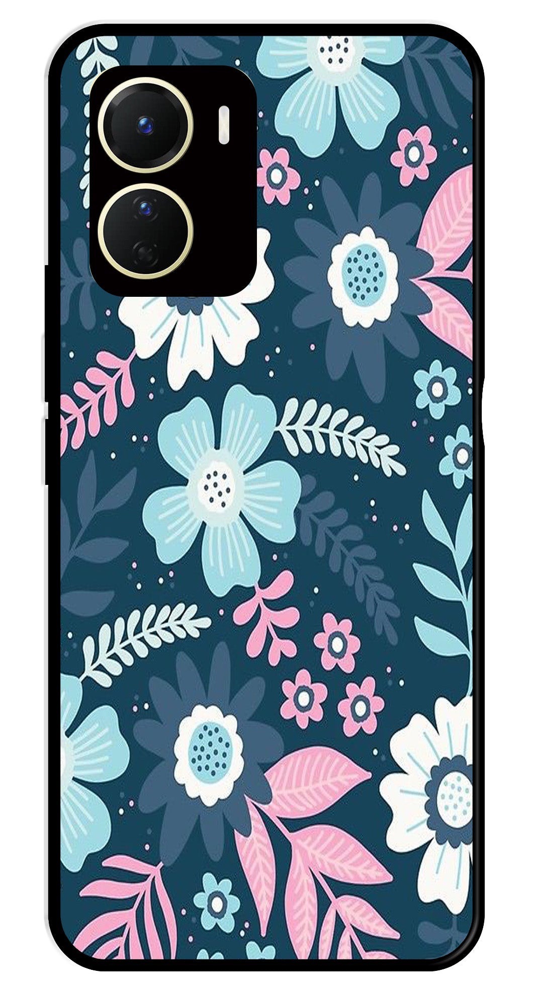 Flower Leaves Design Metal Mobile Case for Vivo Y56 (Design No -50)