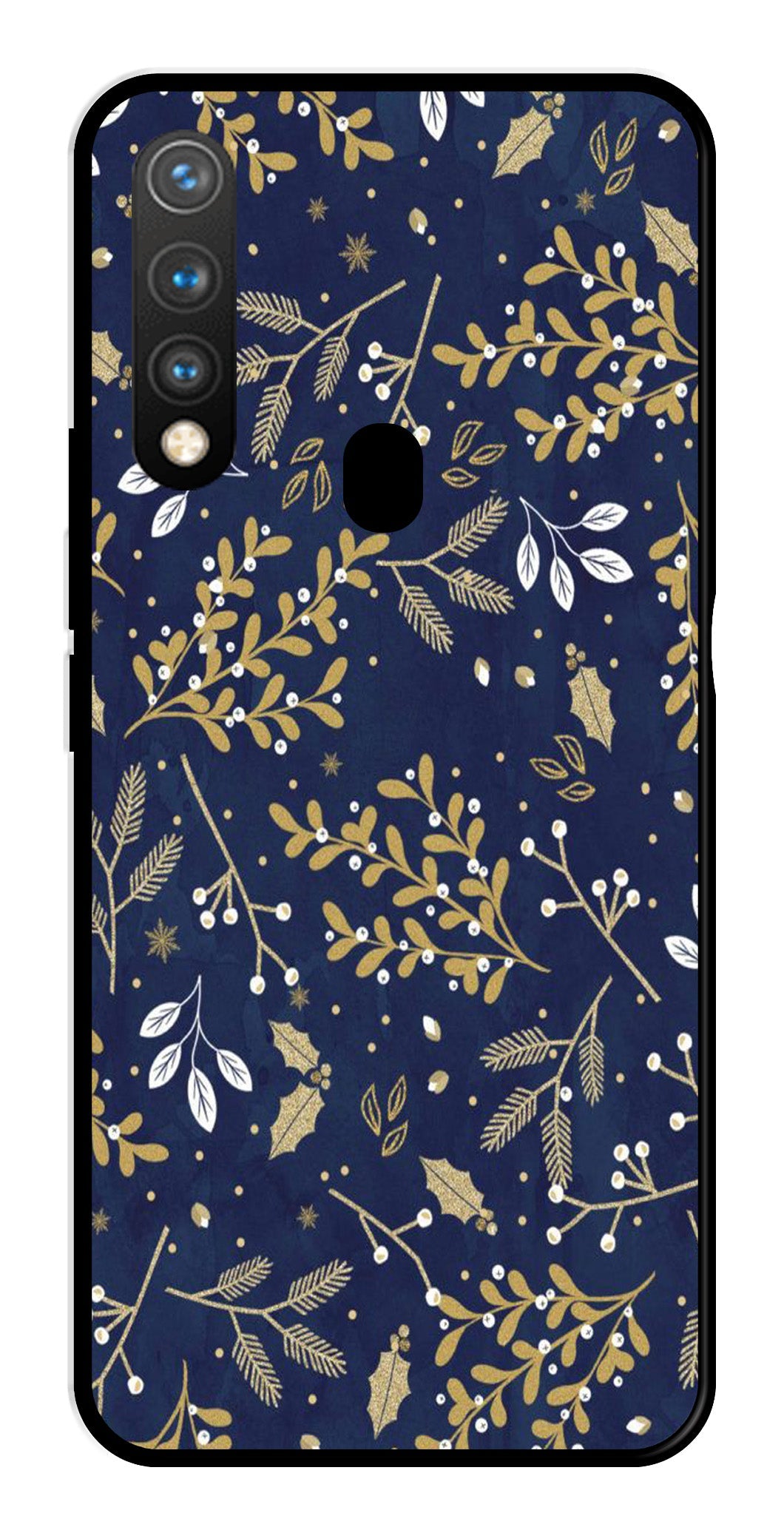 Floral Pattern Metal Mobile Case for Vivo Y19 (Design No -52)