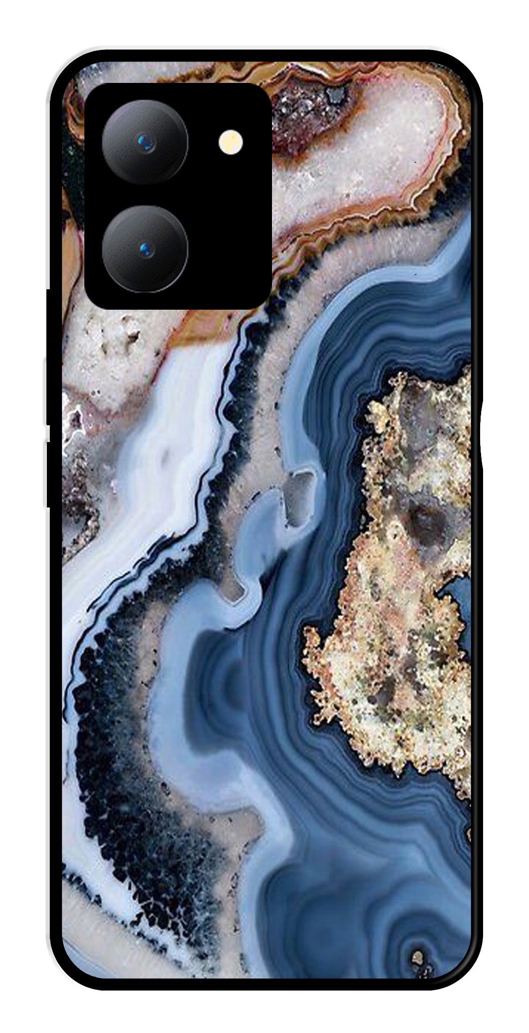 Marble Design Metal Mobile Case for Vivo Y27 (Design No -53)