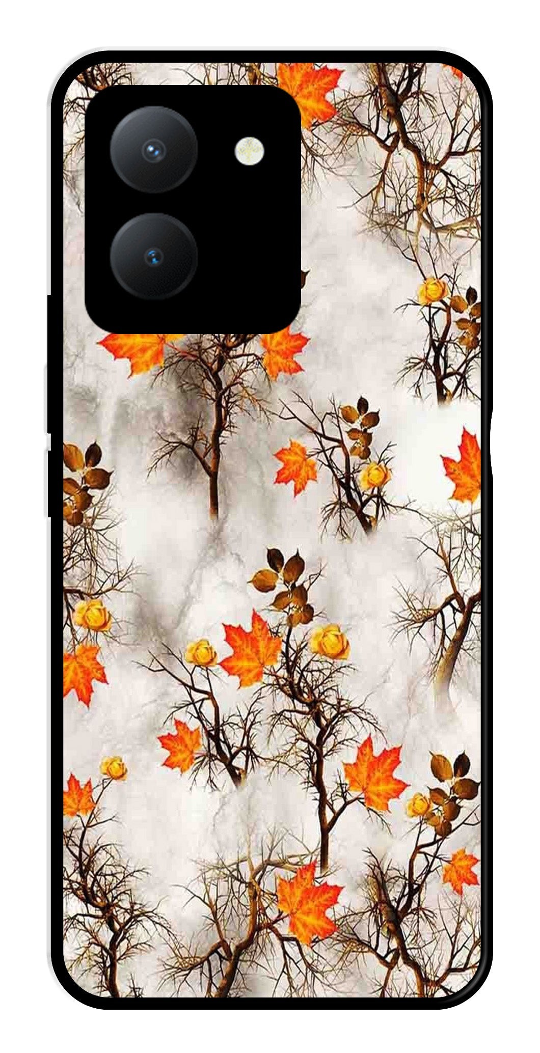 Autumn leaves Metal Mobile Case for Vivo Y36 (Design No -55)