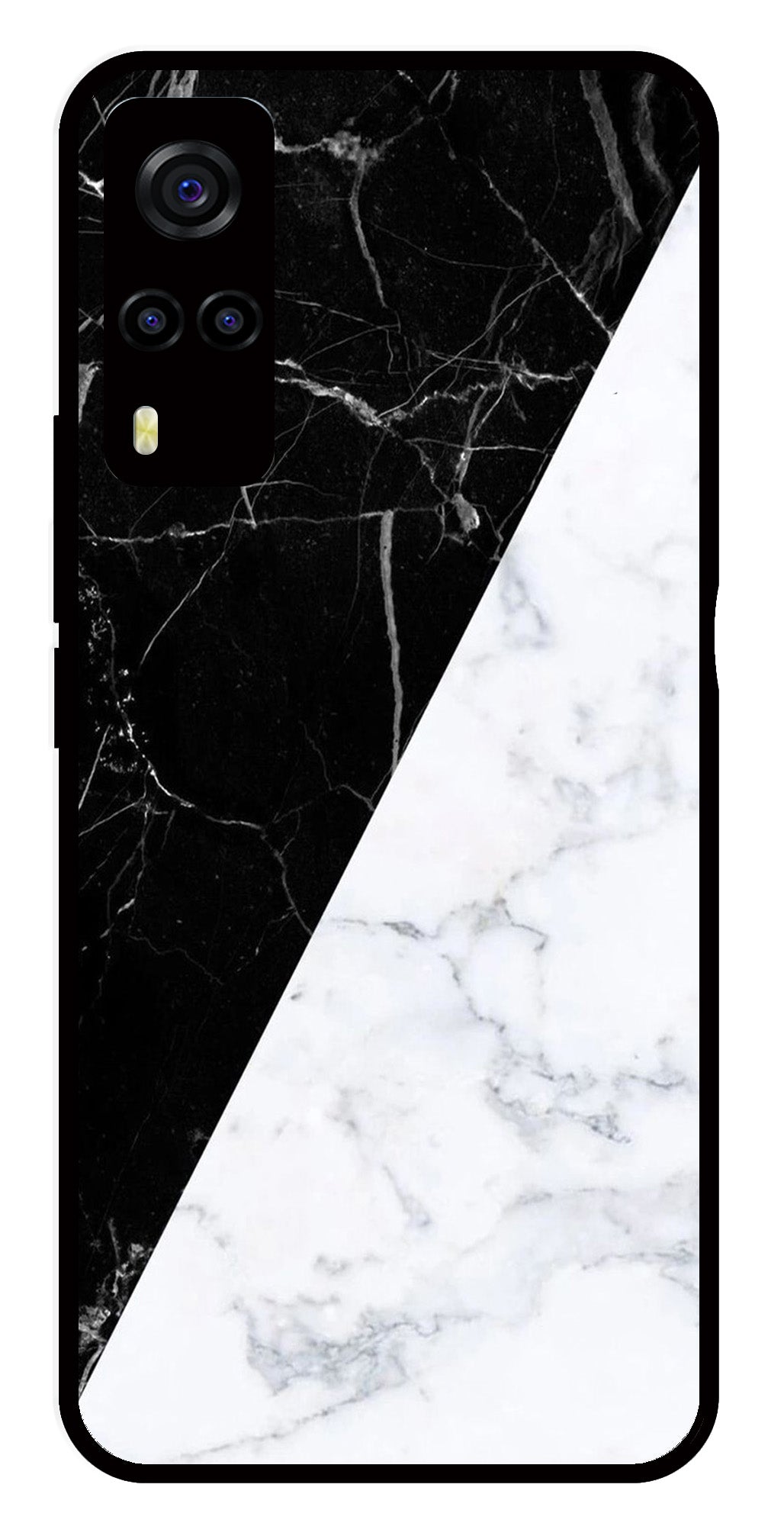 Black White Marble Design Metal Mobile Case for Vivo Y55s Black White Marble Design Metal Mobile Case for Vivo Y55s (Design No -09)