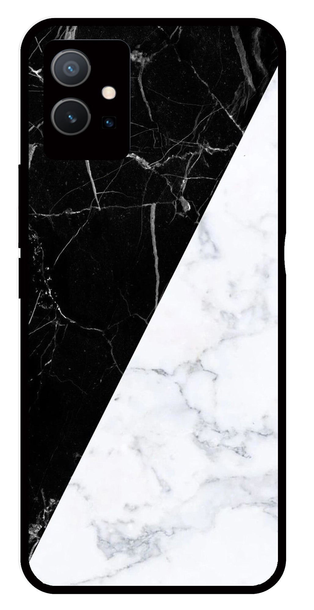 Black White Marble Design Metal Mobile Case for Vivo Y55 Black White Marble Design Metal Mobile Case for Vivo Y55 (Design No -09)