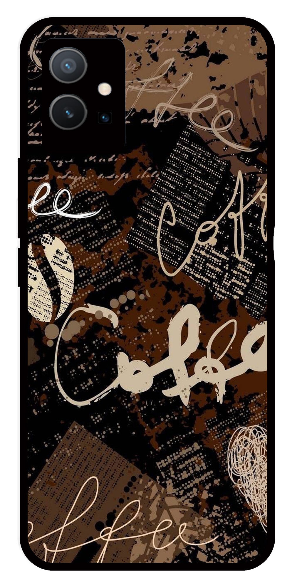 Coffee Pattern Metal Mobile Case for Vivo Y33s 5G Coffee Pattern Metal Mobile Case for Vivo Y33s 5G (Design No -37)