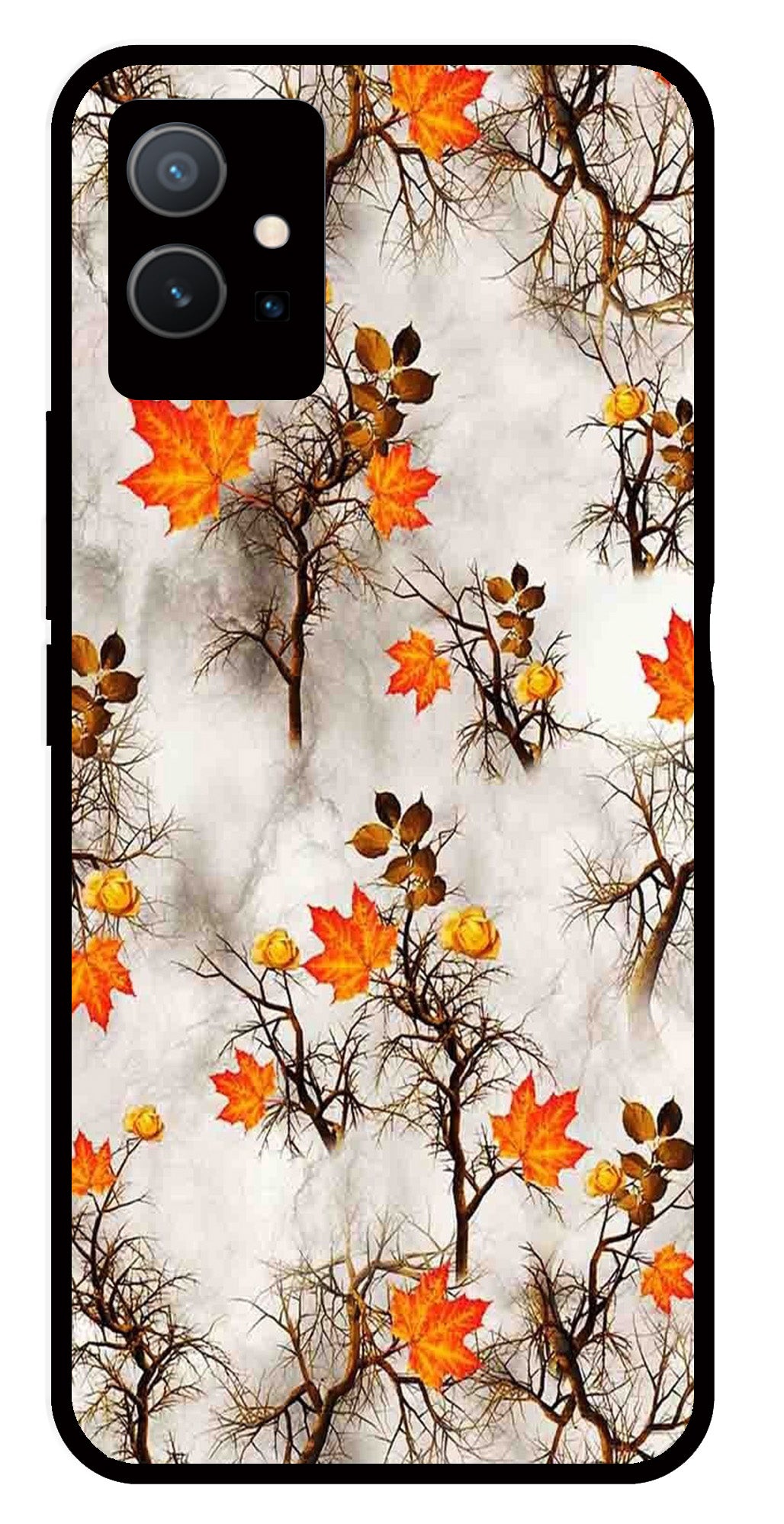 Autumn leaves Metal Mobile Case for Vivo Y33s 5G Autumn leaves Metal Mobile Case for Vivo Y33s 5G (Design No -55)