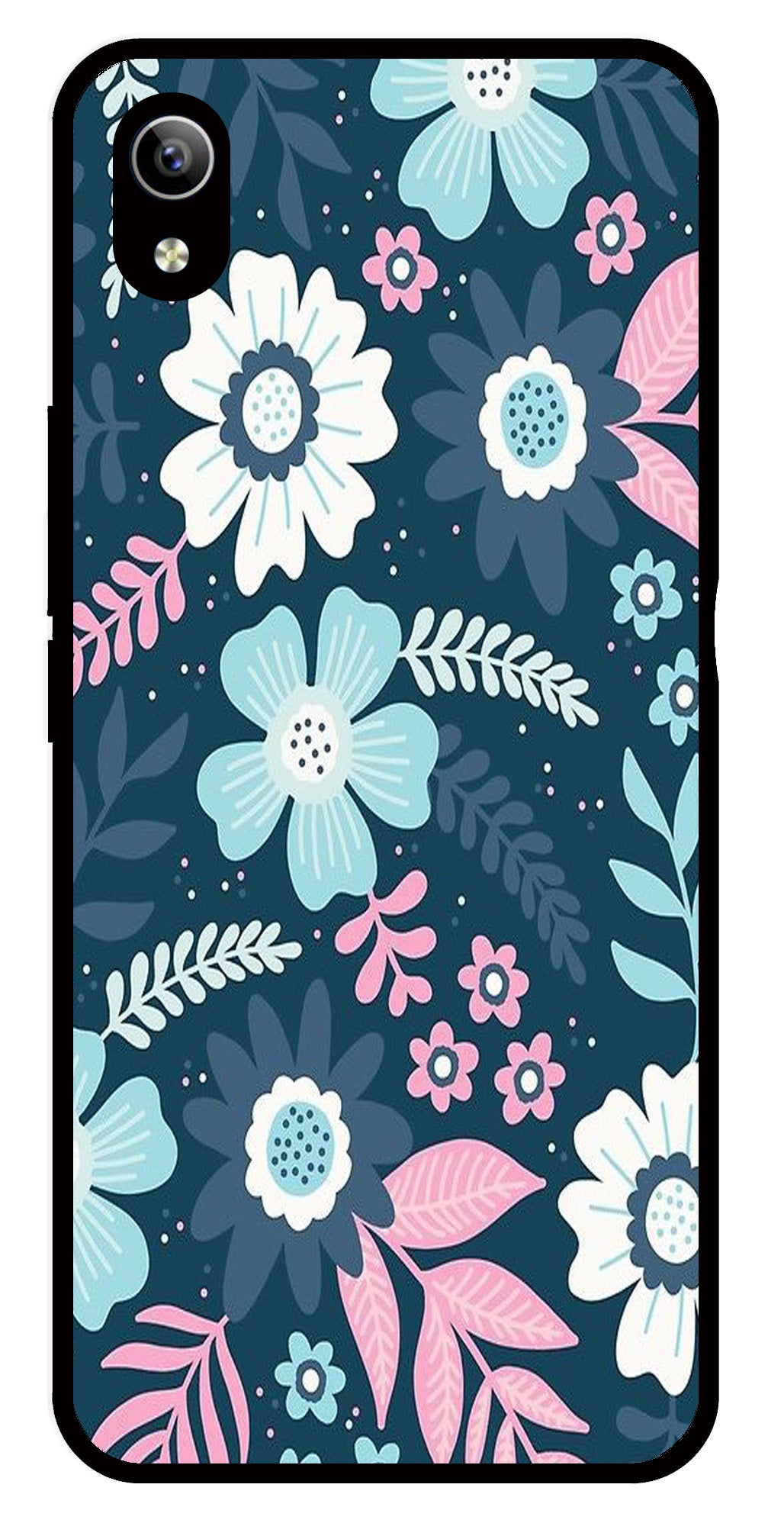 Flower Leaves Design Metal Mobile Case for Vivo Y90 (Design No -50)