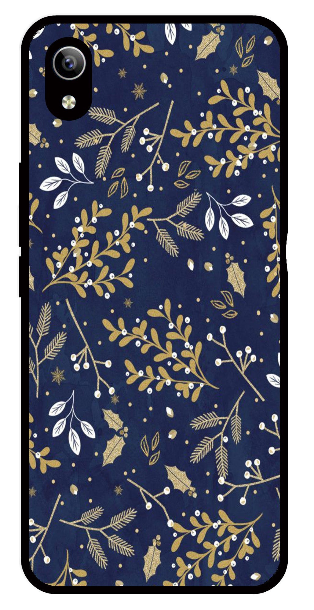 Floral Pattern Metal Mobile Case for Vivo Y90 (Design No -52)
