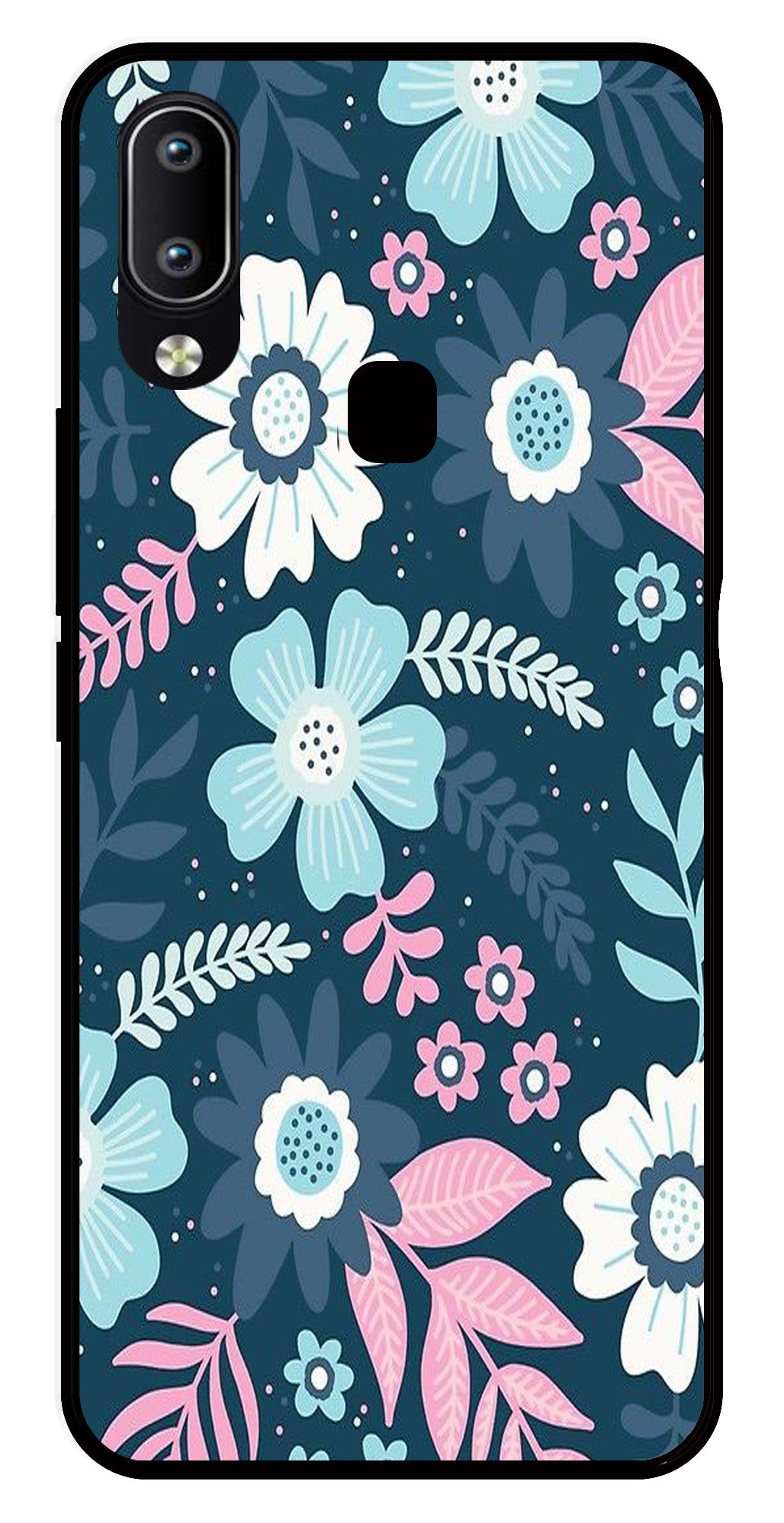 Flower Leaves Design Metal Mobile Case for Vivo Y91 (Design No -50)